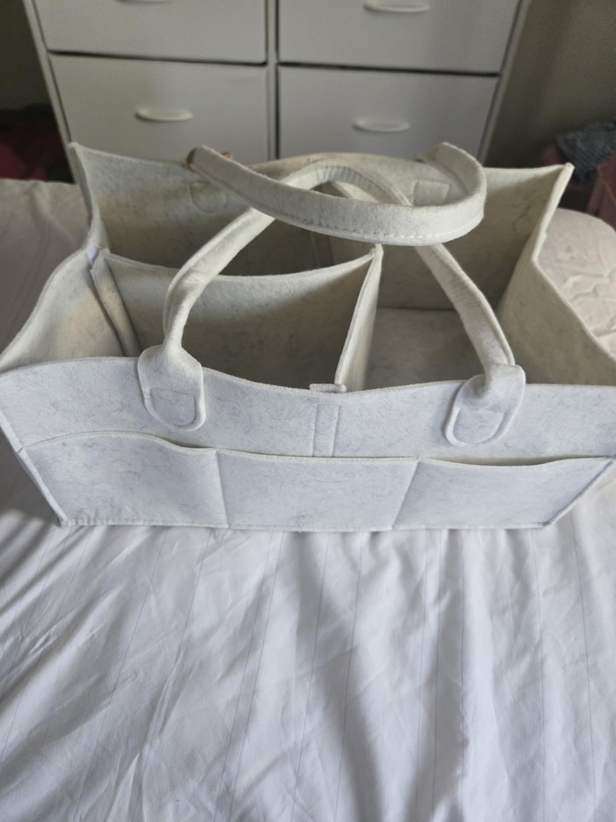 Parker Baby Diaper Caddy - Nursery Storage Bin and Car Organizer for Diapers and Baby Wipes - Oatmeal, Regular customer photo 2