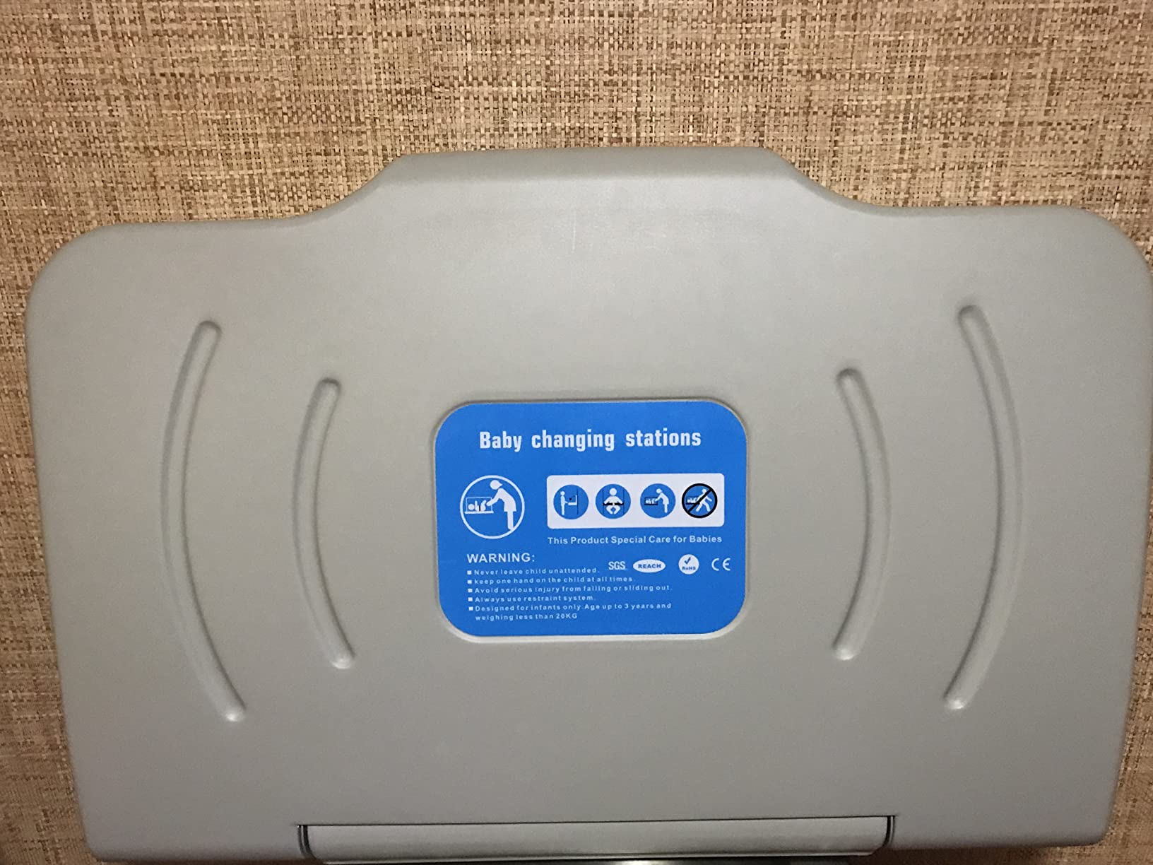 Baby Changing Station Wall Mounted, Baby Changing Table with Safety Strap, HDPE Fold-Down Diaper Changing Station Table, Foldable Diaper Changing Unit for Commercial Bathroom (Gray-Horizontal) customer photo 2