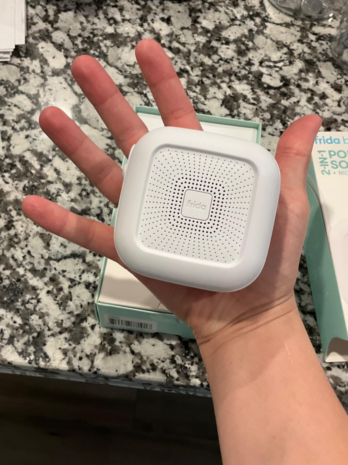 Frida Baby 2-in-1 Portable Sound Machine for Baby + Nightlight | White Noise Sound Machine for Baby with 5 Soothing Sounds & 3 Nightlight Modes | Travel Sound Machine Attaches to Strollers, Car Seats customer photo 2