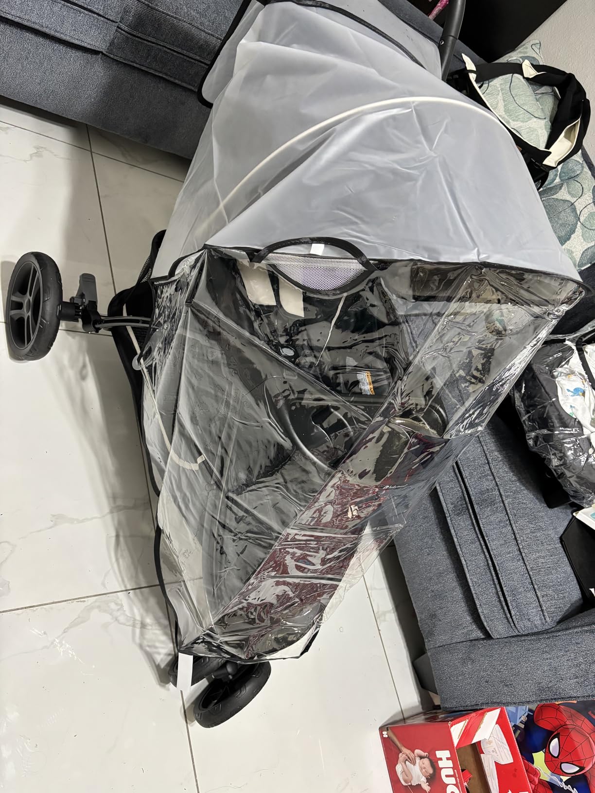 Bemece Stroller Rain Cover, Universal Stroller - Waterproof Windproof Travel Weather Shield Thick & Durable Protect from Dust and Snow with Breathable Ventilation Mesh Clear Visibility customer photo 2