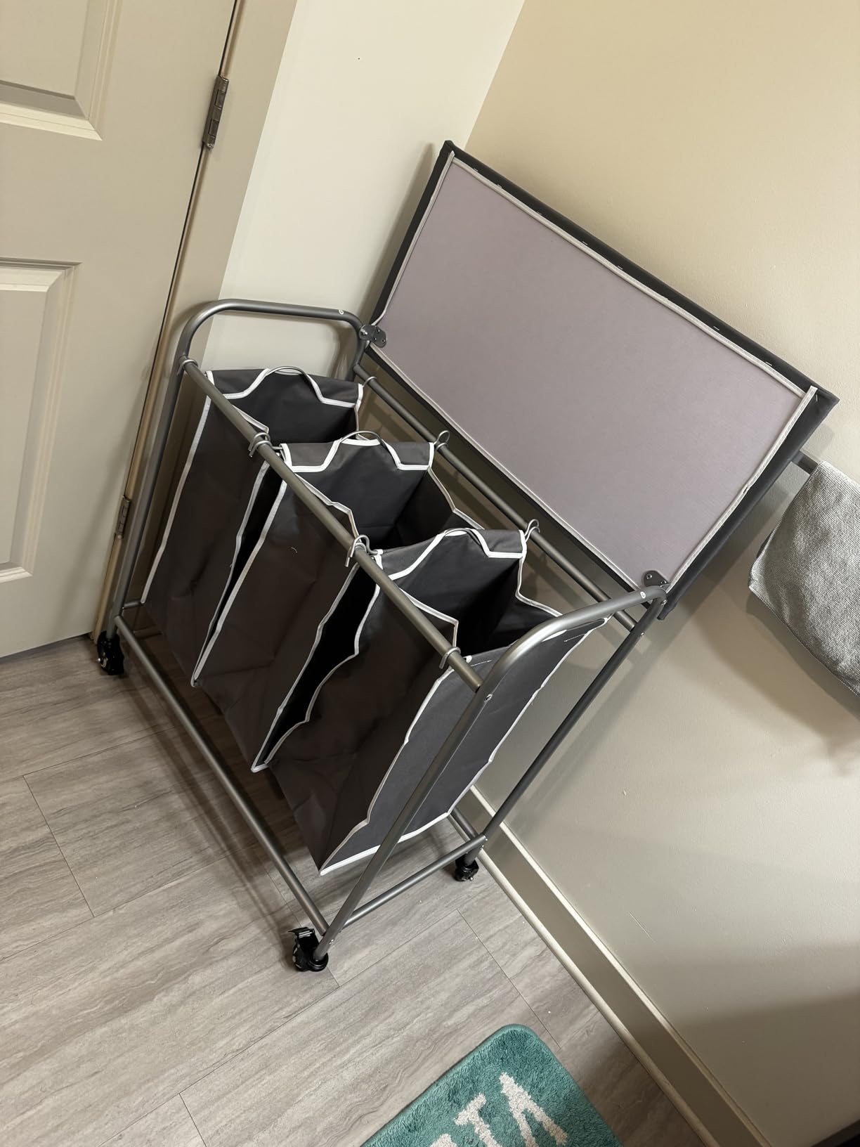 LINZINAR 3-Bag Laundry Basket, Black Laundry Hamper, 35.6 Gal(135 L) Laundry Sorter Cart Laundry Room Organization with Heavy Duty Rolling Lockable Wheels and Removable Bags customer photo 2