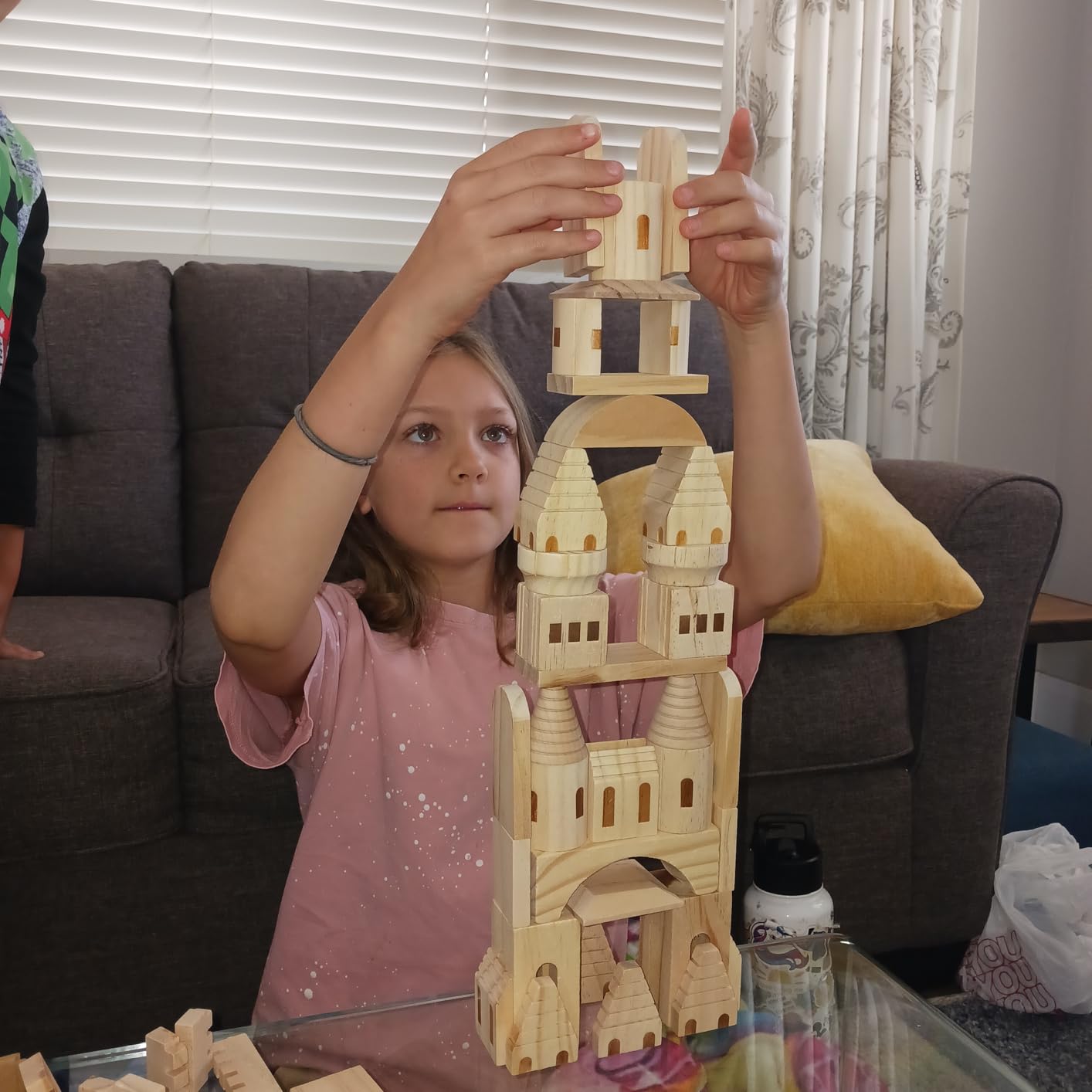 75 Pieces Wooden Castle Blocks Medieval Knights Princesses Wooden Castle Building Blocks Kit for Kids Boys and Girls customer photo 1