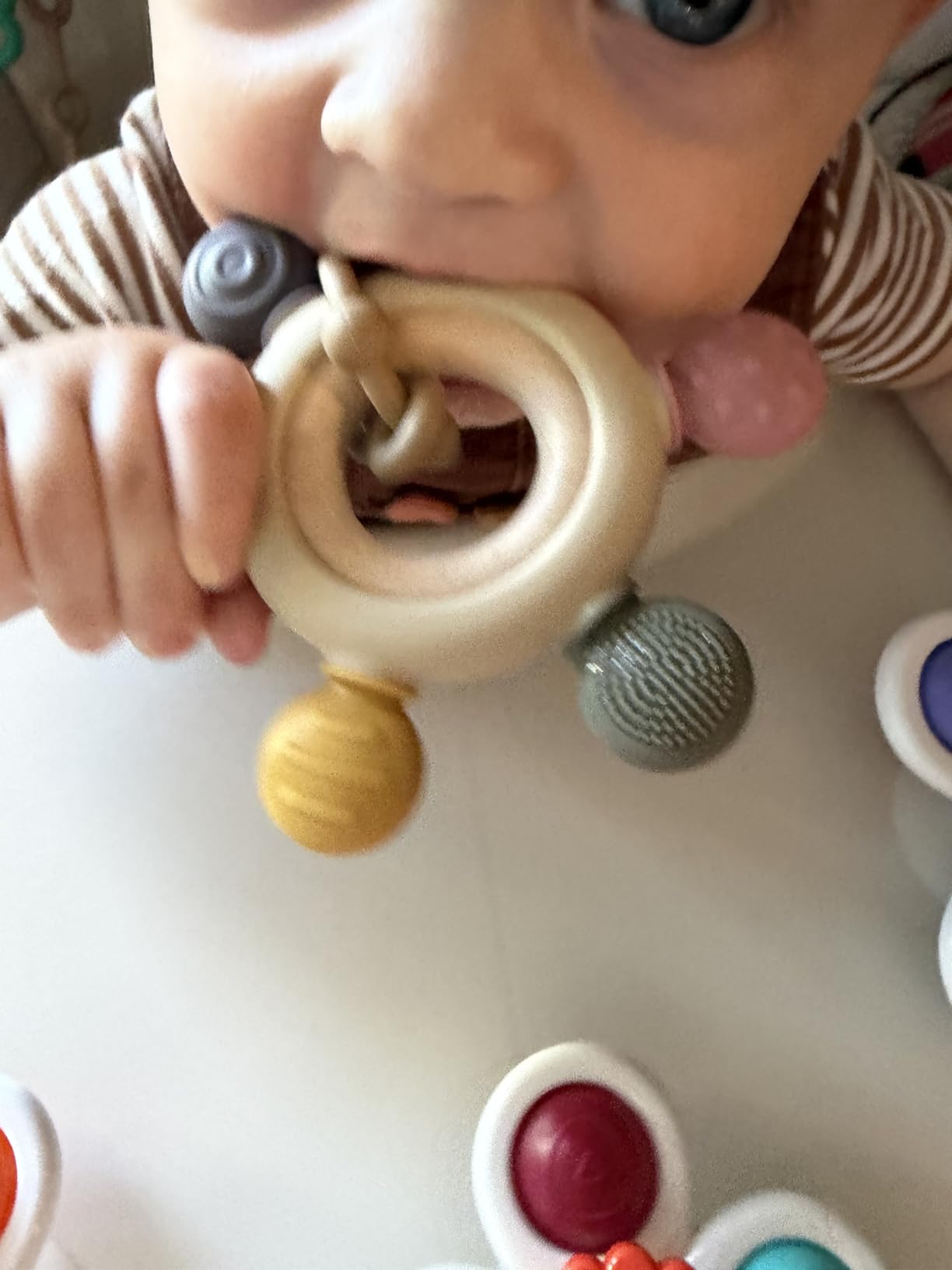 Baby Teething Toys Silicone Teethers BPA Free Silicone Rudder with Wooden Ring Soothe Babies Gums (Khaki) customer photo 2