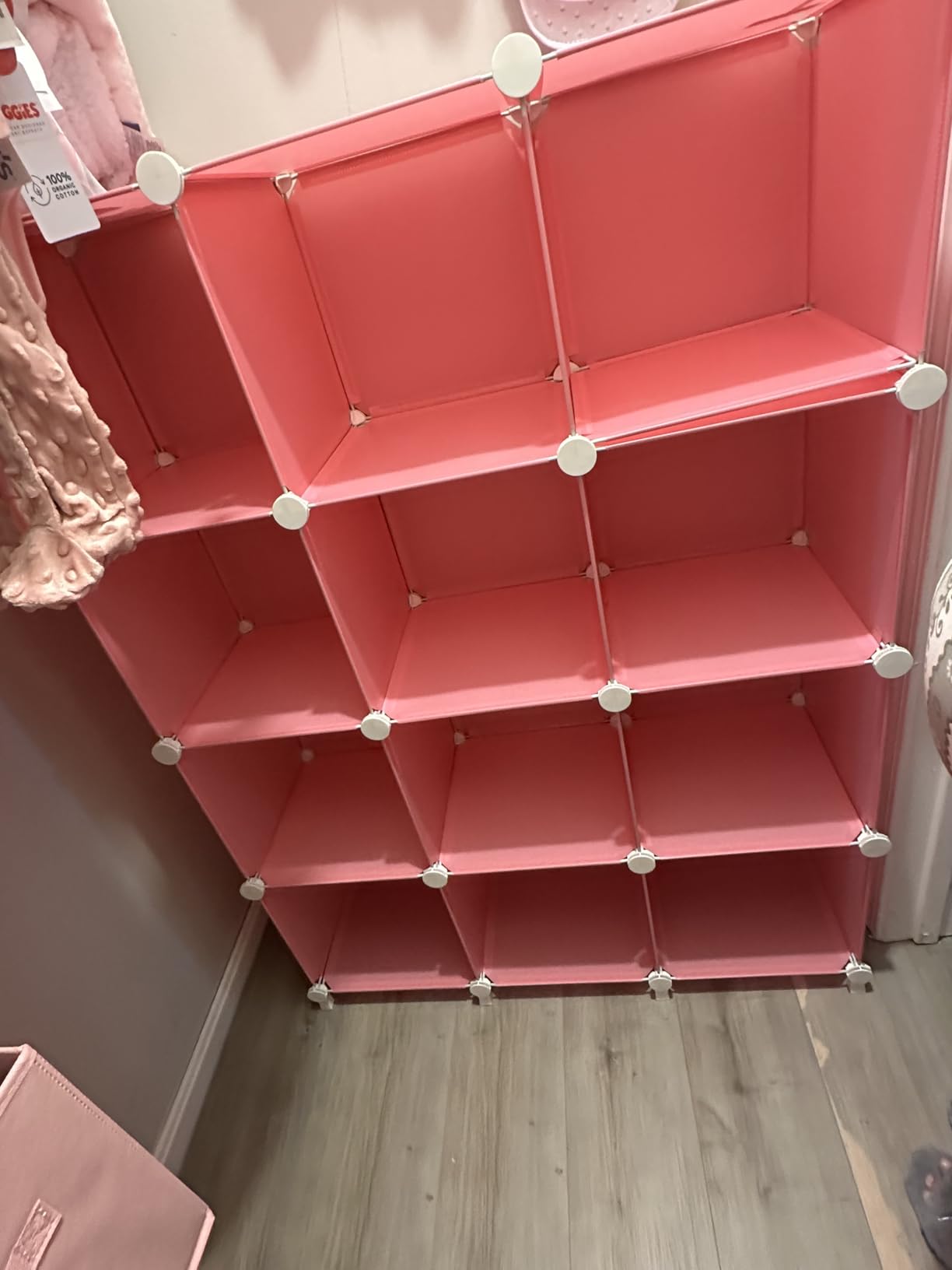 AWTATOS Cube Storage Organizer Storage 12 Cube Bookshelf DIY Plastic Closet Clothes Storage Shelves with Wooden Mallet, Stackable Storage Solution for Home, Bedroom, White customer photo 1