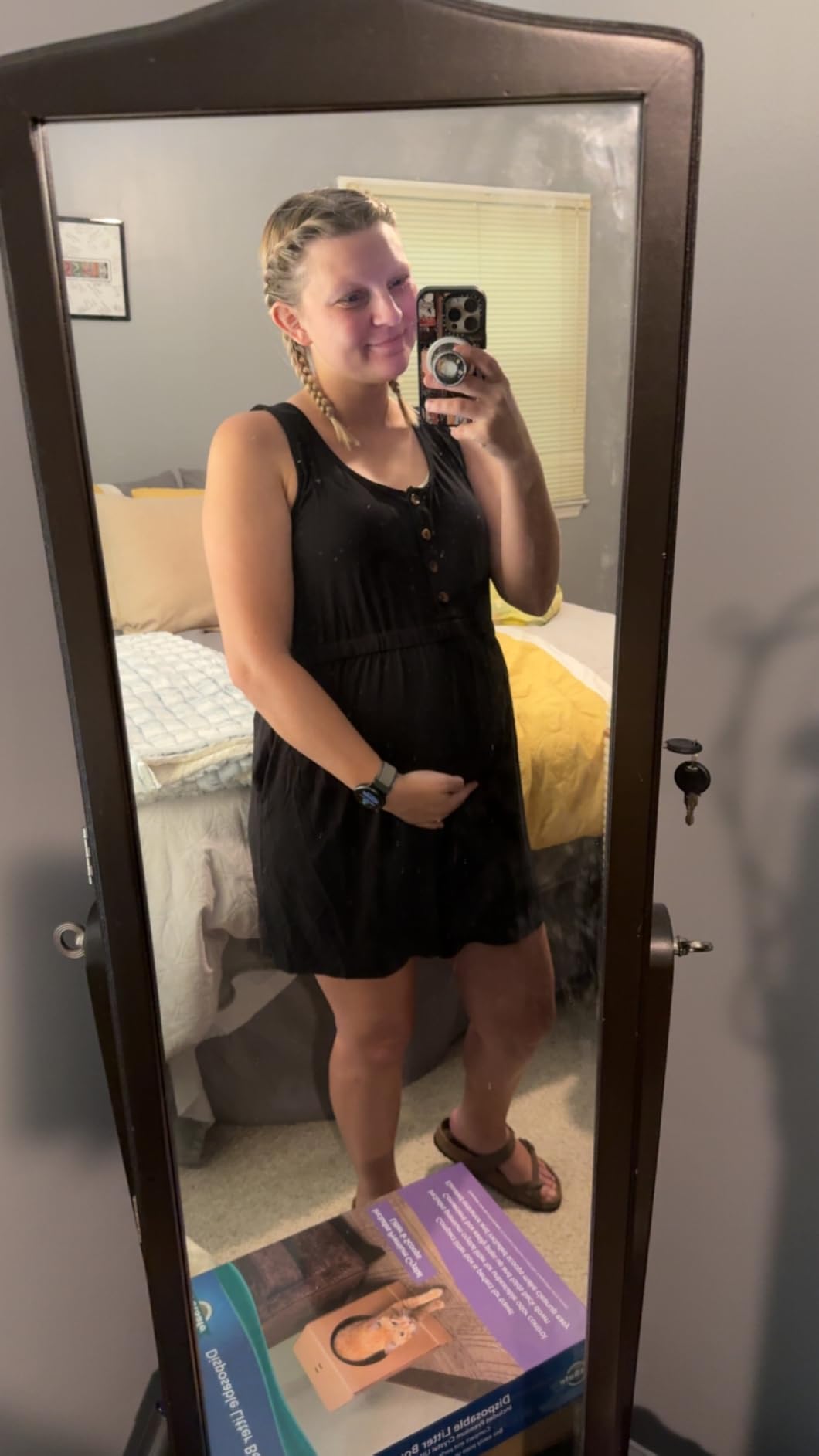 Women's Maternity Scoop Neck Button Front High Waist Tank Romper customer photo 1
