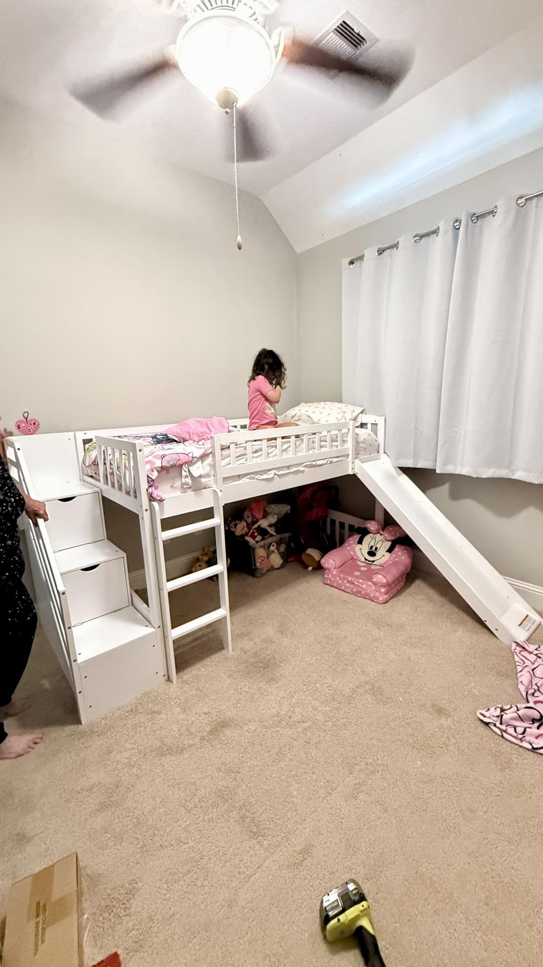 Harper & Bright Designs Low Loft Bed with Slide for Boys Girls, Wood Twin Size Loft Bed with Stairs and Full-Length Guardrails, Under-Bed Storage Space, White customer photo 1