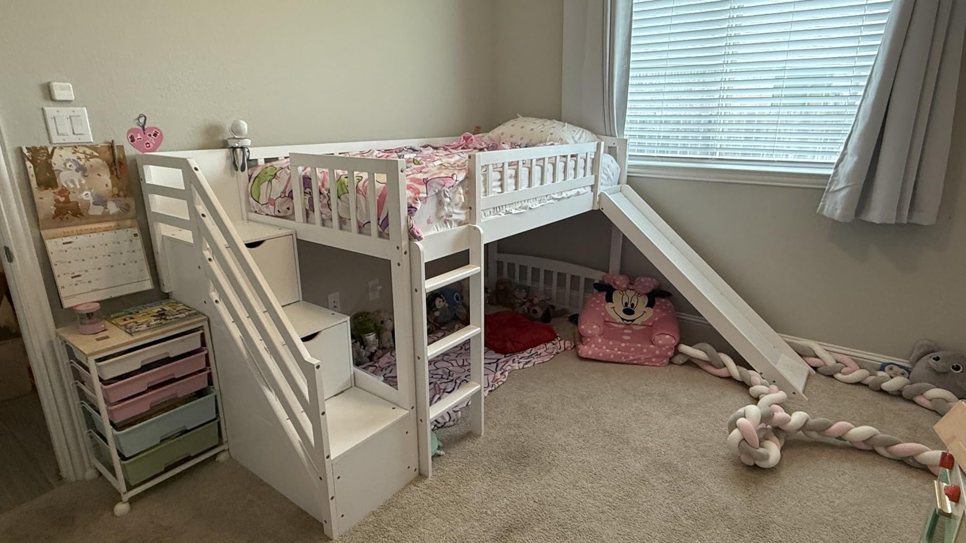 Harper & Bright Designs Low Loft Bed with Slide for Boys Girls, Wood Twin Size Loft Bed with Stairs and Full-Length Guardrails, Under-Bed Storage Space, White customer photo 2