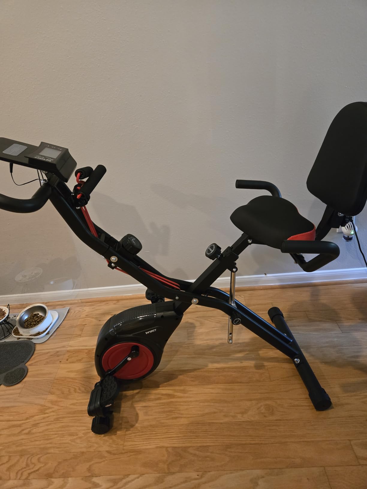 YYFITT 3-IN-1 Exercise Bike with Luminous Digits Display | Folding Stationary Bikes for Home Seniors | Compact Workout Bike with Fully Support Backrest - Wider Seat - 16 Level Magnetic Resistance customer photo 1