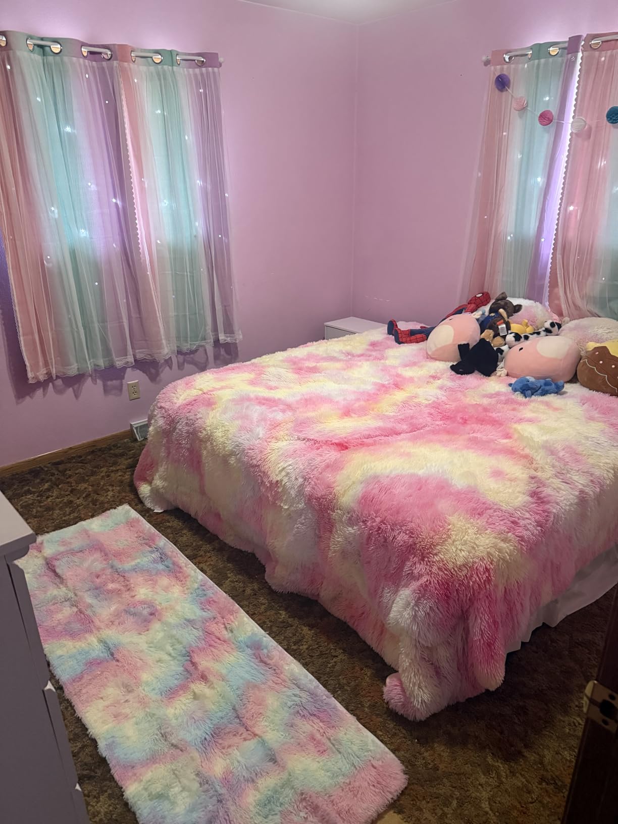 PAGISOFE 8x10 Rainbow Large Area Rug, Plush Rugs for Bedroom Girls, Shaggy Vibrant Carpet for Kids Room, Fuzzy Nursery Rug for Baby's Toddler's Room customer photo 2