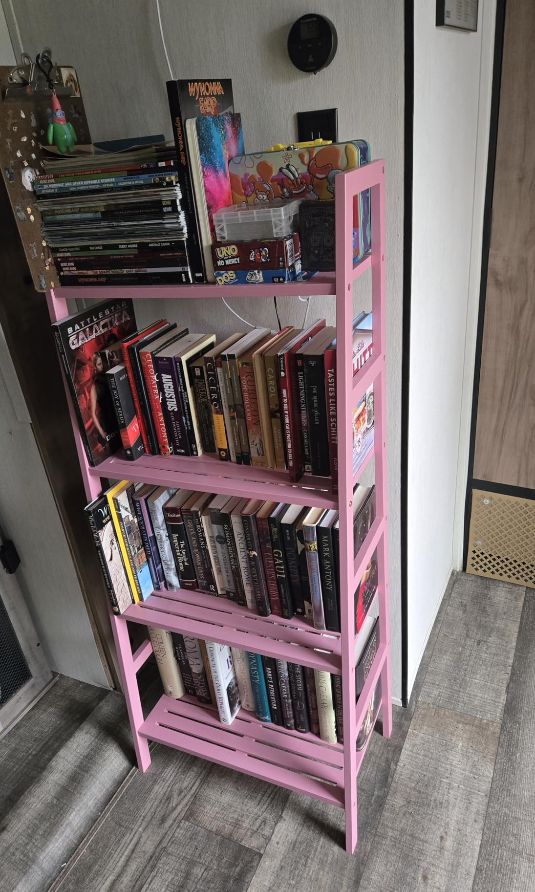 Homykic Ladder Shelf, 4-Tier Bamboo Ladder Bookshelf Small Bookcase, 49
