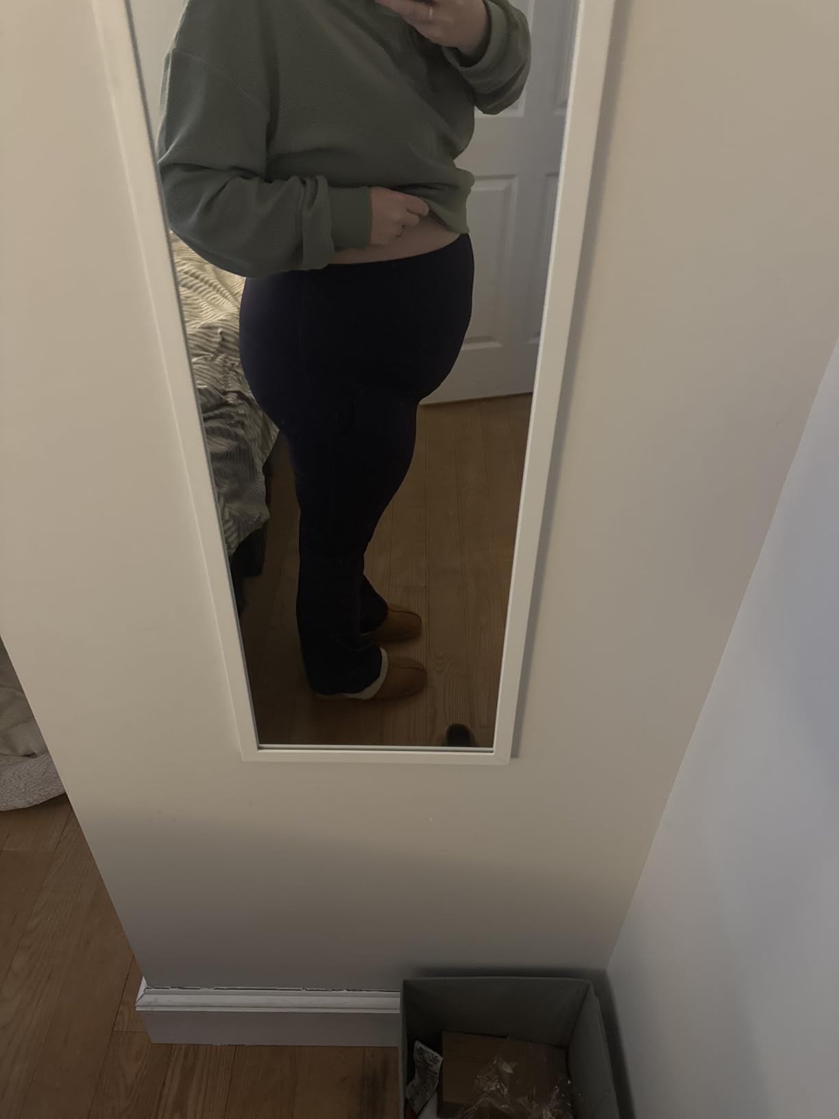 JOYSPELS Maternity Bootcut Pants with Pockets Over The Belly Flare Maternity Leggings Pregnancy Yoga Pants for Work Casual customer photo 1