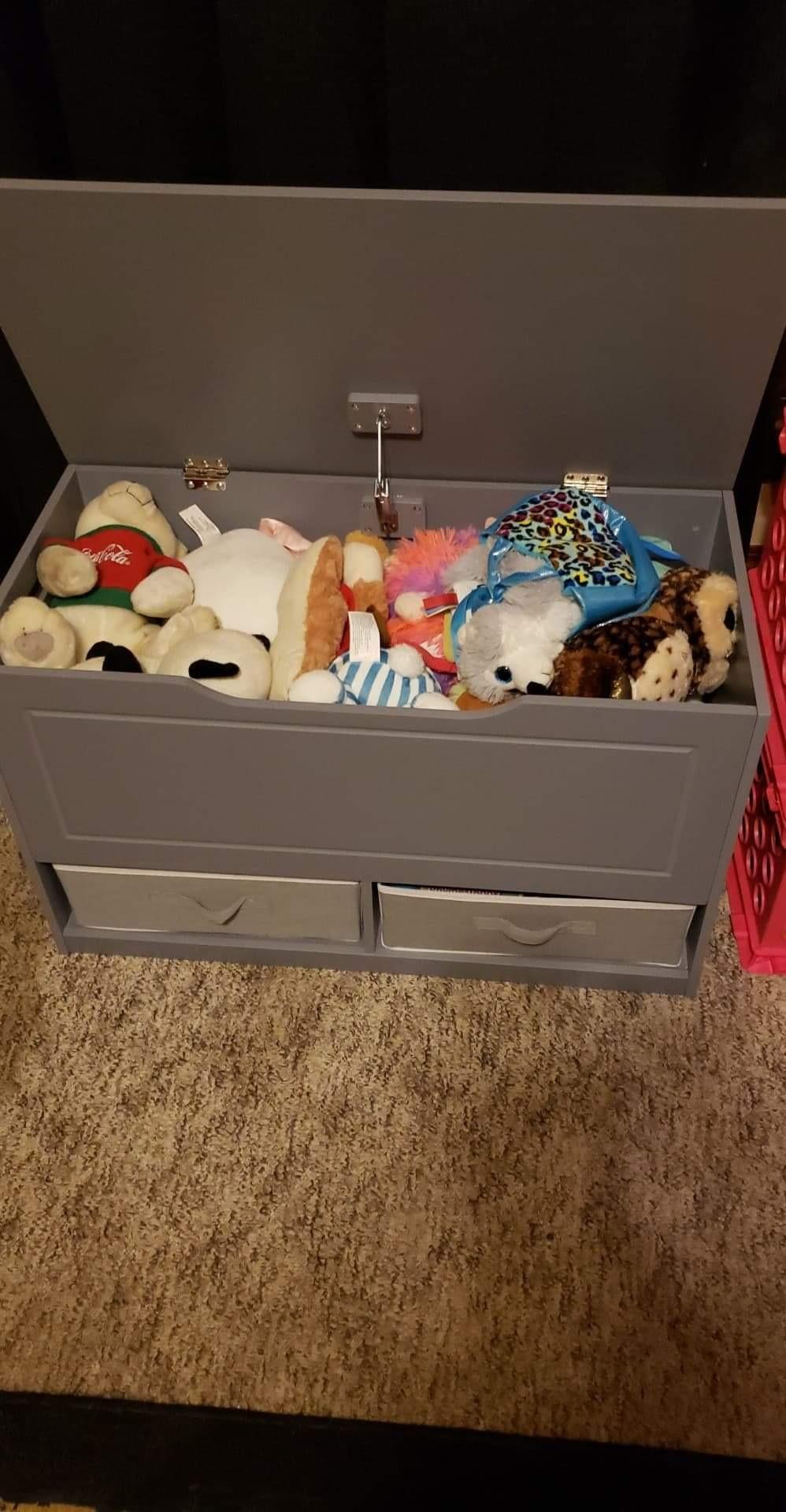 Badger Basket Toy Box and Storage Bench - Chest and Seat Combo with 2 Reversible Baskets, Safety Hinge Lid - Kids Toy Organizer for Playroom or Bedroom - Charcoal customer photo 1