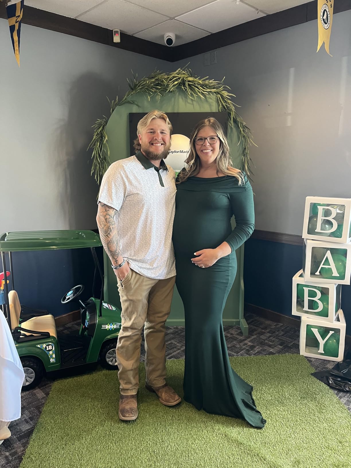 Glampunch Off Shoulders Maternity Dress Long Sleeve Ruched Maternity Gown Baby Shower Photography Pregnant Dress customer photo 1