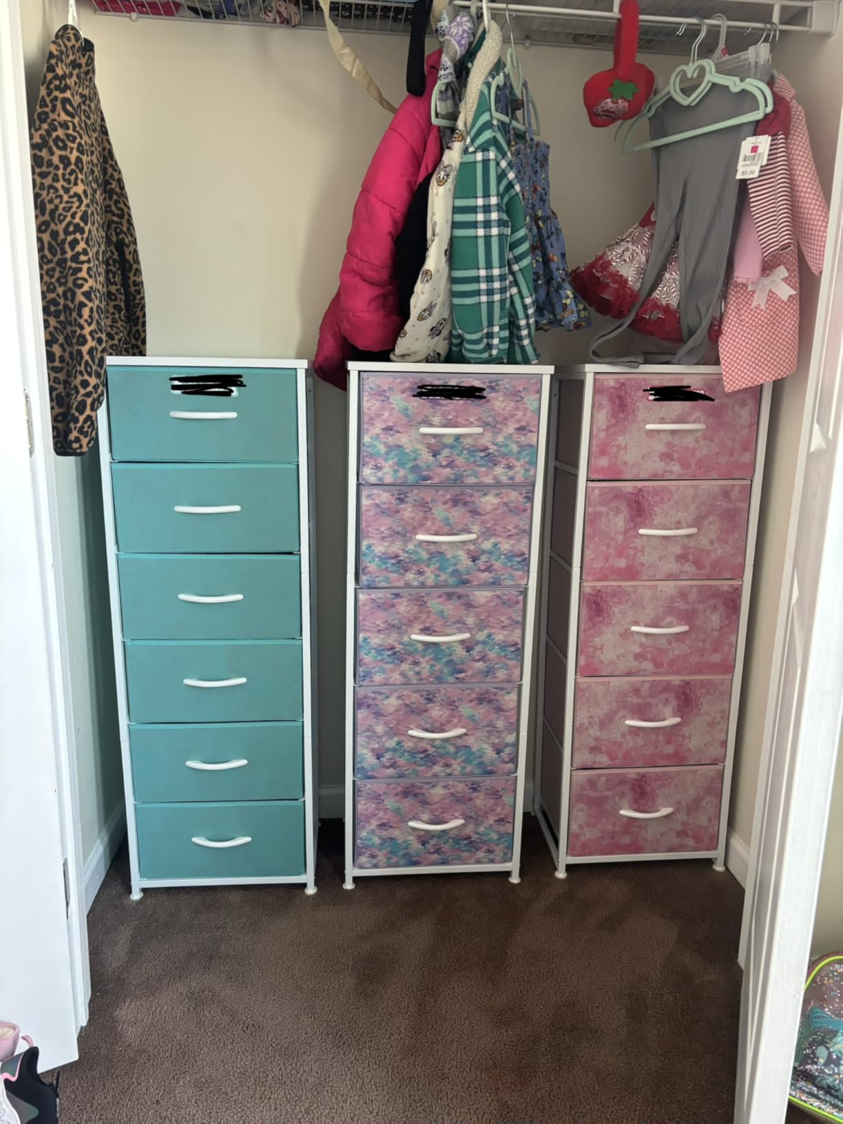 Sorbus Fabric Dresser for Kids Bedroom - Chest of 5 Drawers, Tall Storage Tower, Clothing Organizer, for Closet, for Playroom, for Nursery, Steel Frame, Fabric Bins - Wood Handle (Aqua) customer photo 1