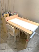 GDLF Kids Art Table and 2 Chairs, Wooden Craft Desk, Activity & Drawing, Children's Furniture, 42