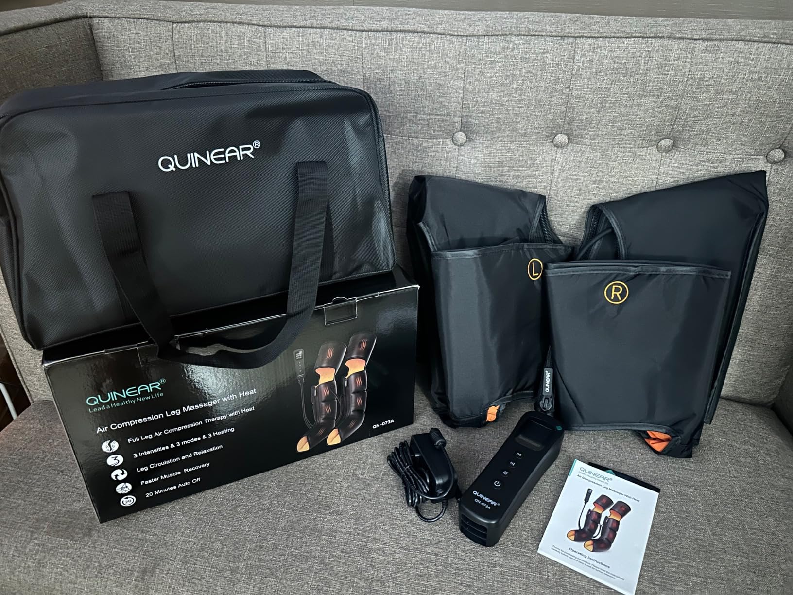 QUINEAR Leg Massager, 3-in-1 Foot Calf & Thigh Massager with Heat and Compression Therapy, Leg Massage Boots for Pain Relief, FSA-HSA Eligible customer photo 2