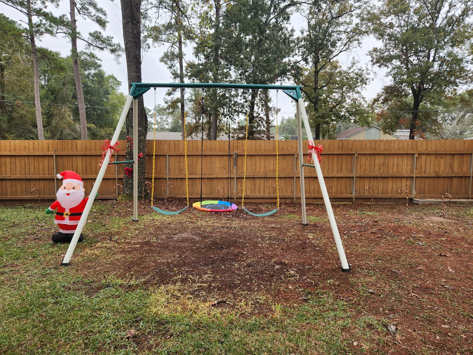Hapfan 9.5' Heavy Duty Tall Swing Sets for Backyard for Kids and Adults with Saucer Swing, 2 Belt Swings (Patented) customer photo 2