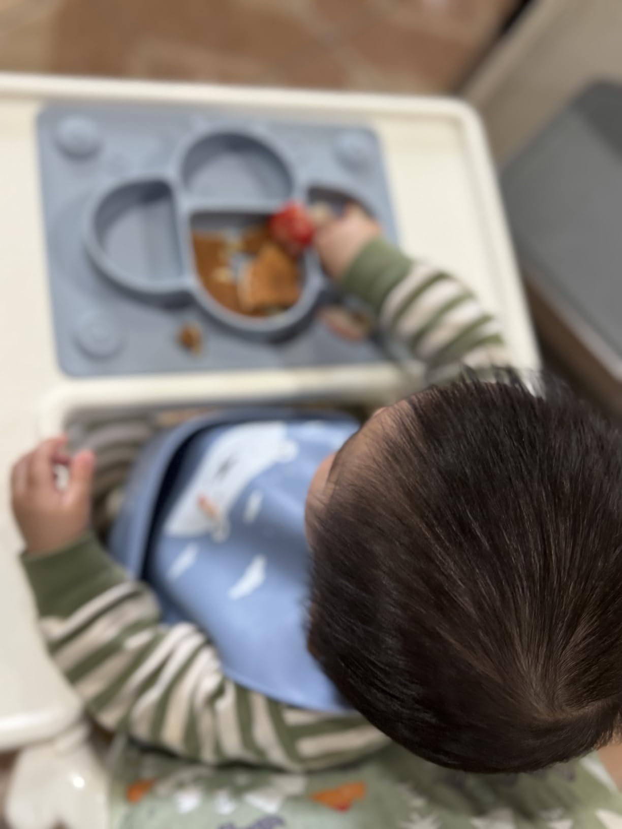 ROCCED Suction Plates for Baby Placemat Spoon Fork Set for Toddlers, Silicone Baby Plates with Suction Baby Dishes for Kids Plates-Dusty blue customer photo 1