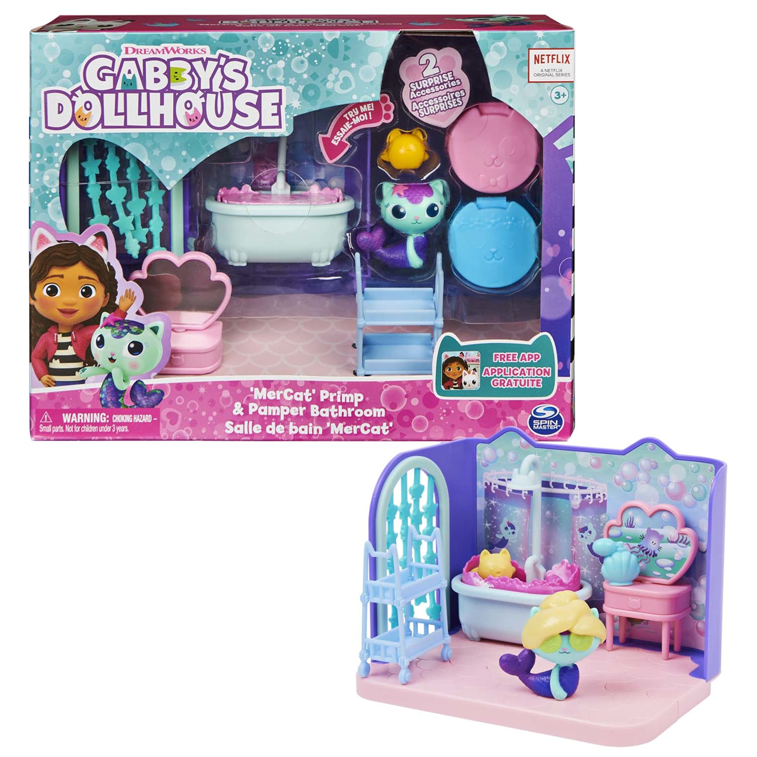 Gabby's Dollhouse, Primp and Pamper Bathroom with Mercat Figure, 3 Accessories, 3 Furniture and 2 Deliveries, Kids Toys for Ages 3 and up customer photo 1