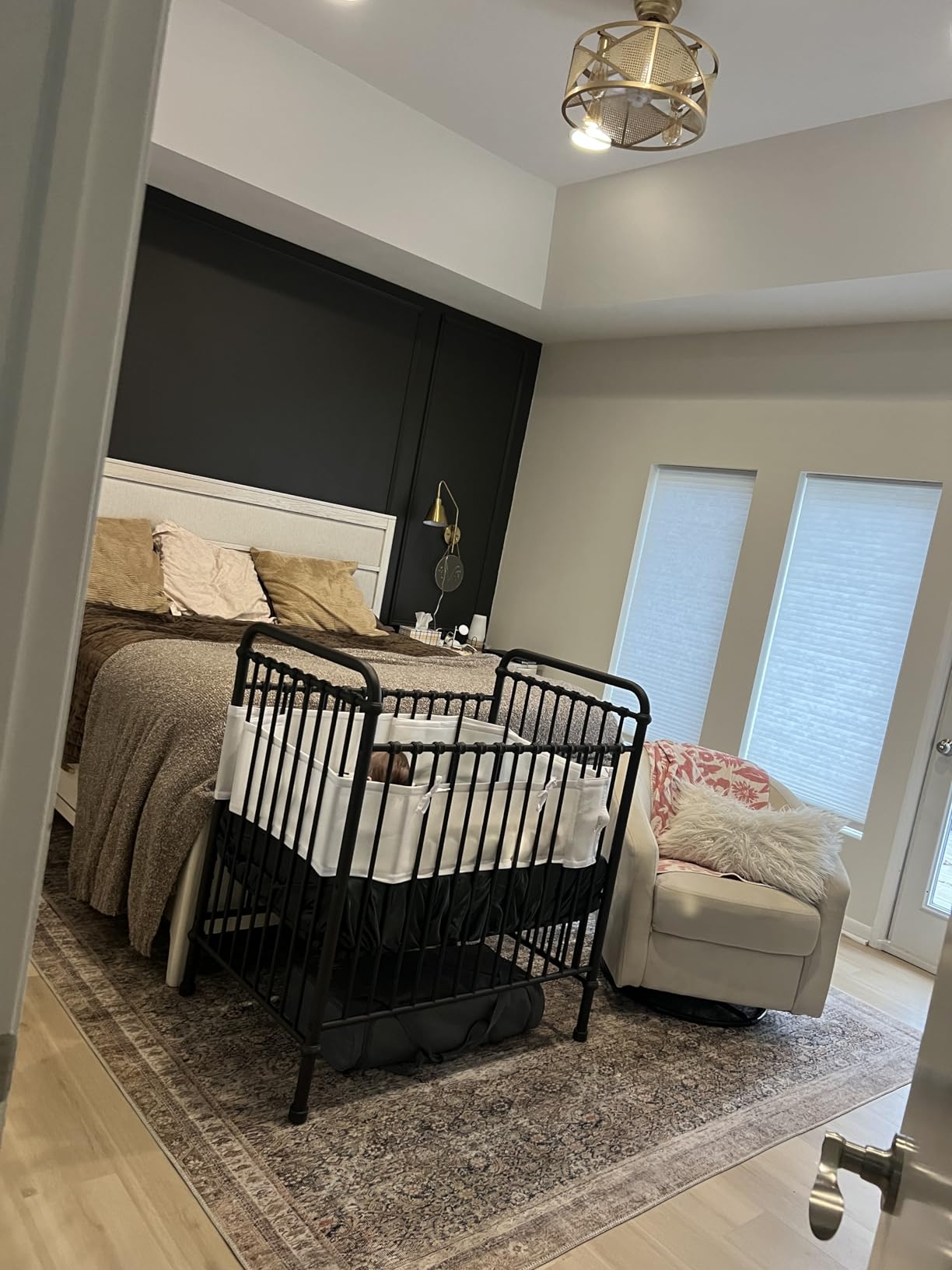 Namesake Abigail 3-in-1 Convertible Mini Metal Crib in Vintage Gold, Greenguard Gold Certified customer photo 1