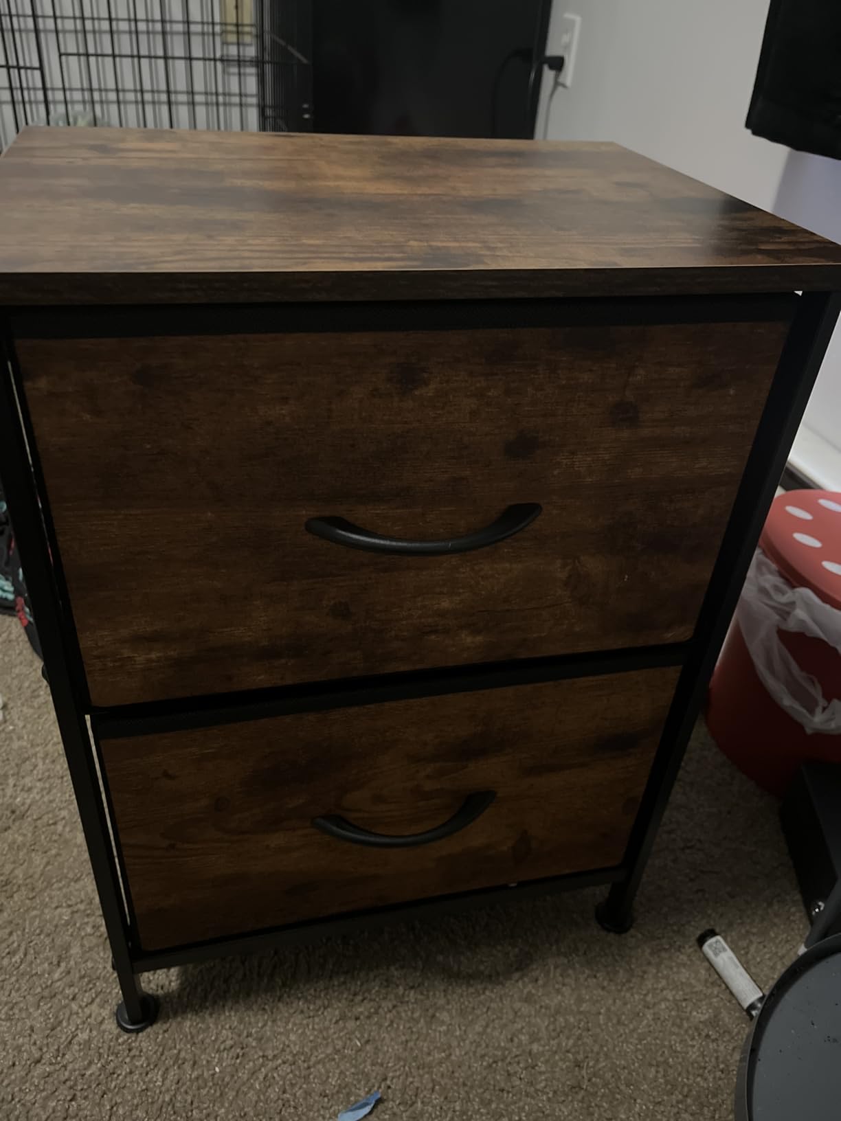 WLIVE Night Stand Set 2, Dresser and Nightstand Sets, Small Dresser for Bedroom with 2 Drawers, End Table with Fabric Bins for Closet, Bedside Furniture, College Dorm, Dark Grey customer photo 1