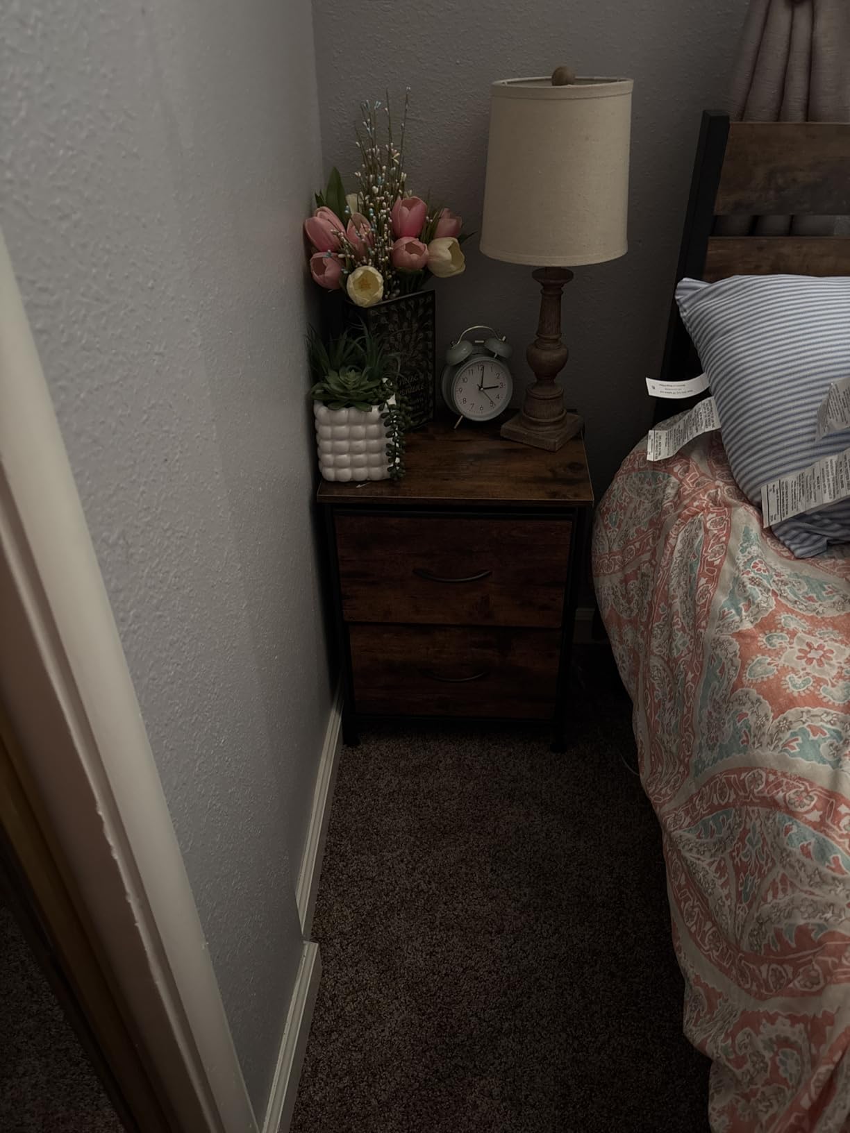 WLIVE Night Stand Set 2, Dresser and Nightstand Sets, Small Dresser for Bedroom with 2 Drawers, End Table with Fabric Bins for Closet, Bedside Furniture, College Dorm, Dark Grey customer photo 2