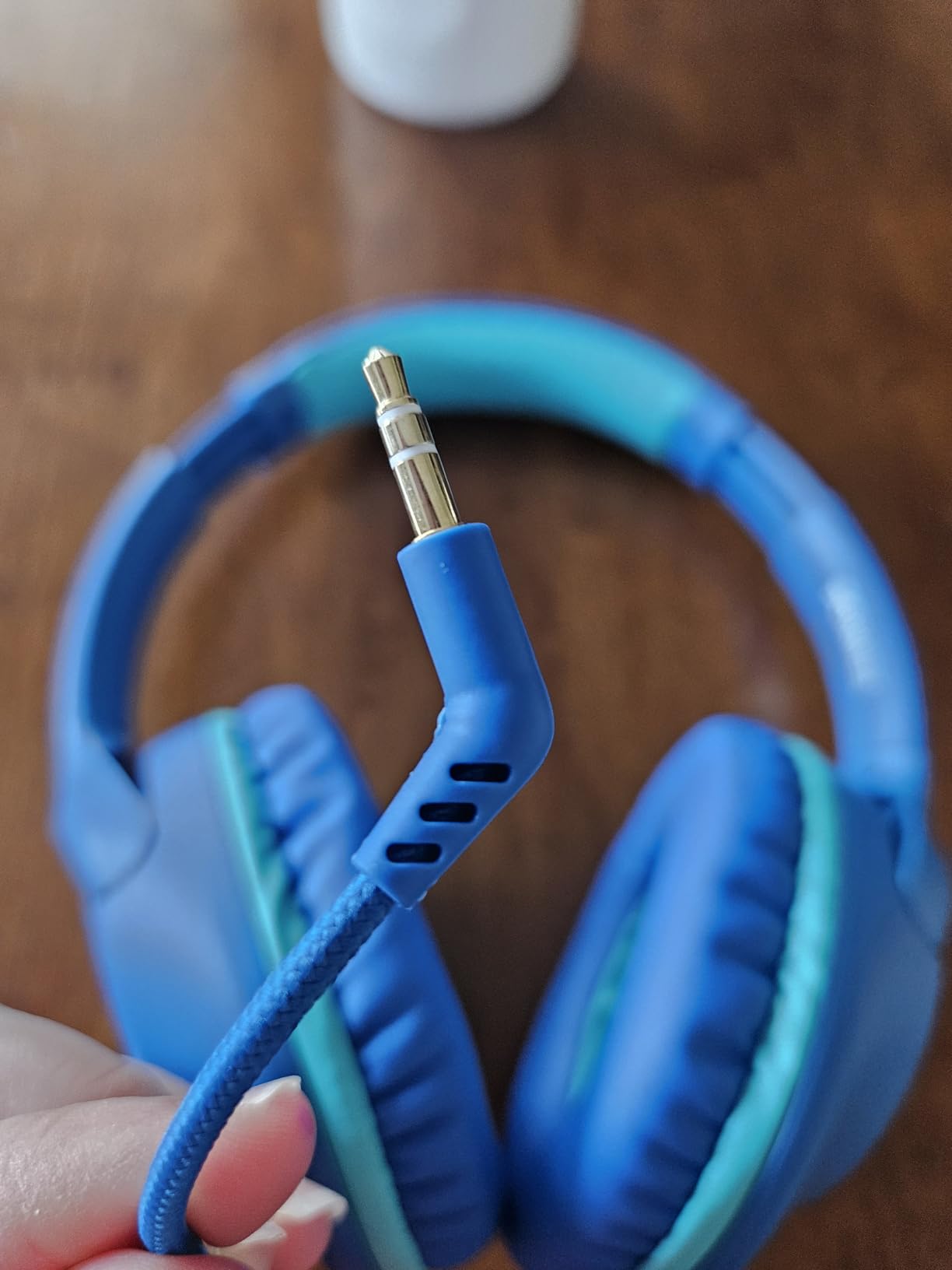 POWMEE Kids Headphones Over-Ear Headphones for Kids/Teens/School with 94dB Volume Limited Adjustable Stereo 3.5MM Jack Wire Cord for Fire Tablets/Travel/PC/Phones(Mint Green) customer photo 1