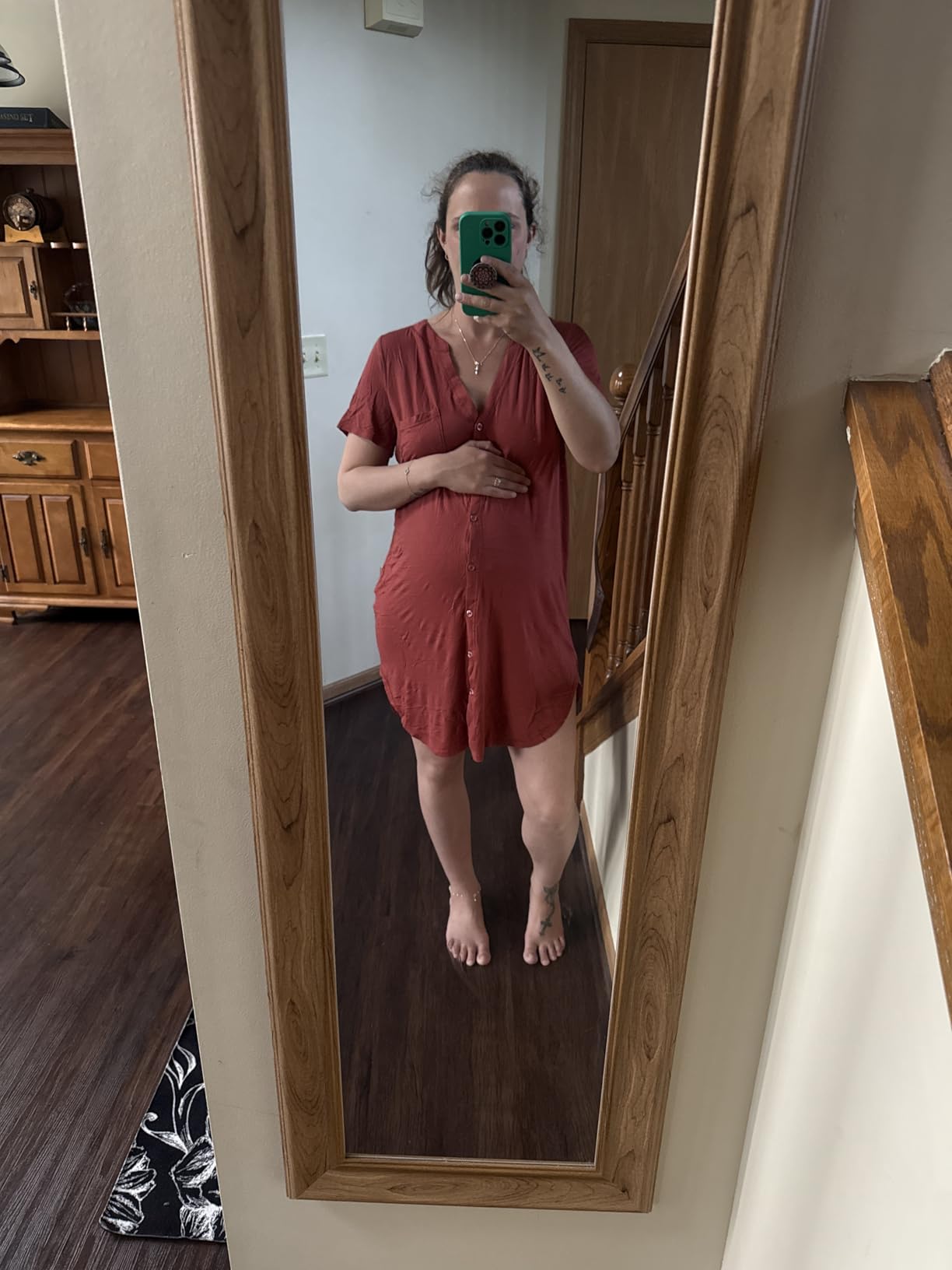 Ekouaer Women V Neck Button Down Nightgown customer photo 2