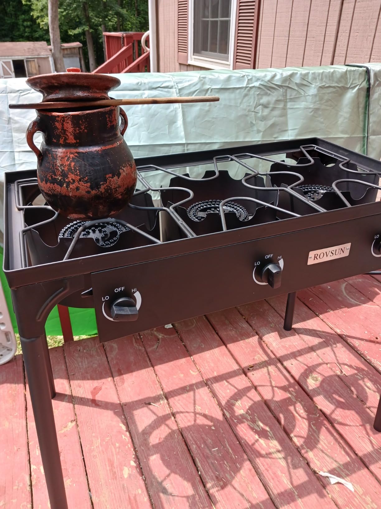 Bonnlo 2 Burner Outdoor Portable Propane Stove Gas Cooker, Heavy Duty Iron Cast Patio Burner with Detachable Stand Legs customer photo 2