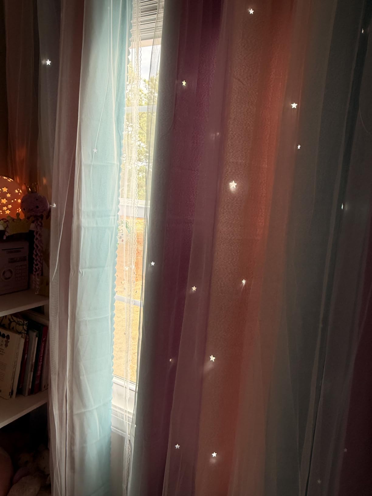 XiDi Blackout Curtains for Girls Bedroom Decor 63 inches Long Window Curtains Colorful Rainbow Design 2 Panel Sets, Kids Room Unicorn Princess Theme Home Decor Ombre Drapes Pink/Purple W34 X L63 customer photo 2