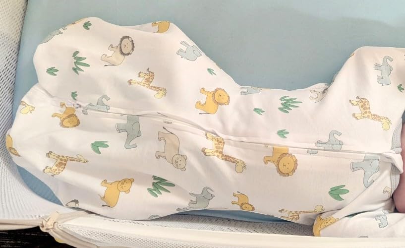 Amazing Baby Transitional Swaddle Sack, Arms Up Half-Length Sleeves & Mitten Cuffs, Swaddle for Newborn Transition to Baby Sleep Sack Wearable Blanket, Small, 0-3 Month, 6-14 lb, Little Zebra customer photo 1