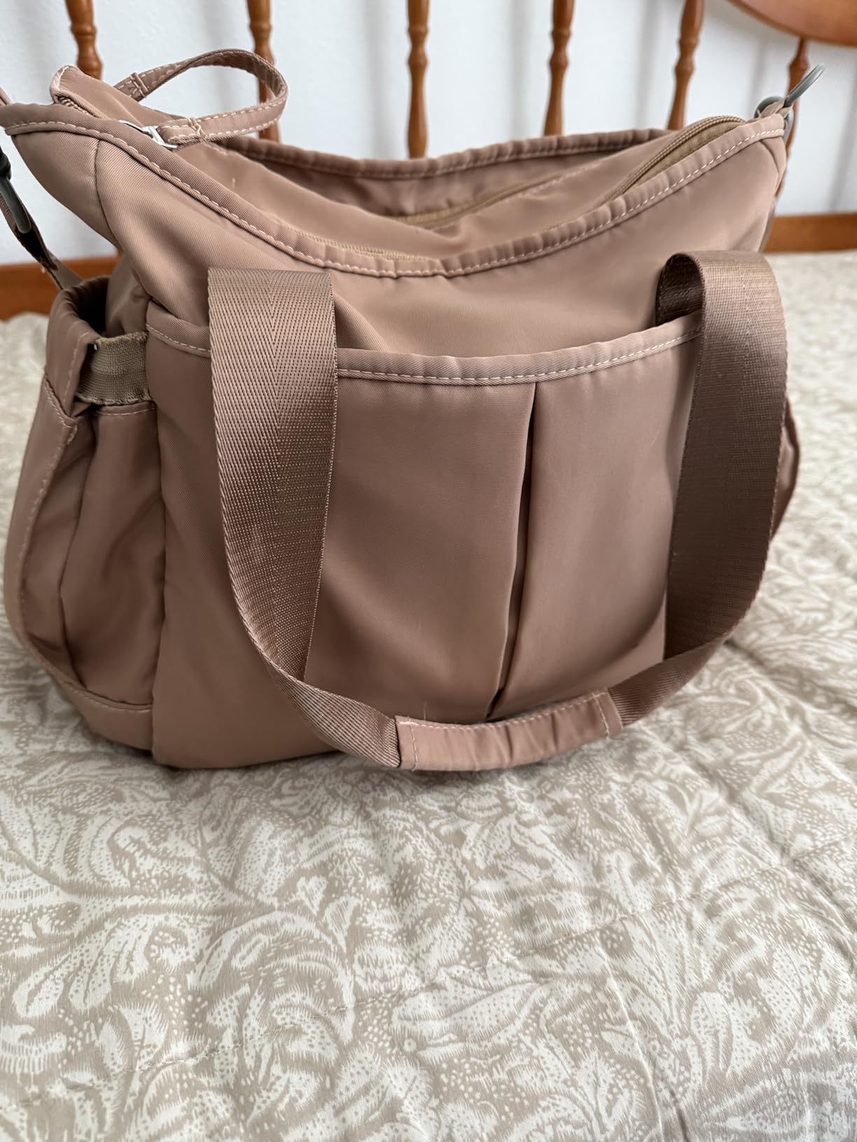 Diaper Bag Tote Satchel Waterproof Messenger Baby Diaper Bags for Mom and Dad Multifunction Medium Travel Tote Bags(Black) customer photo 1
