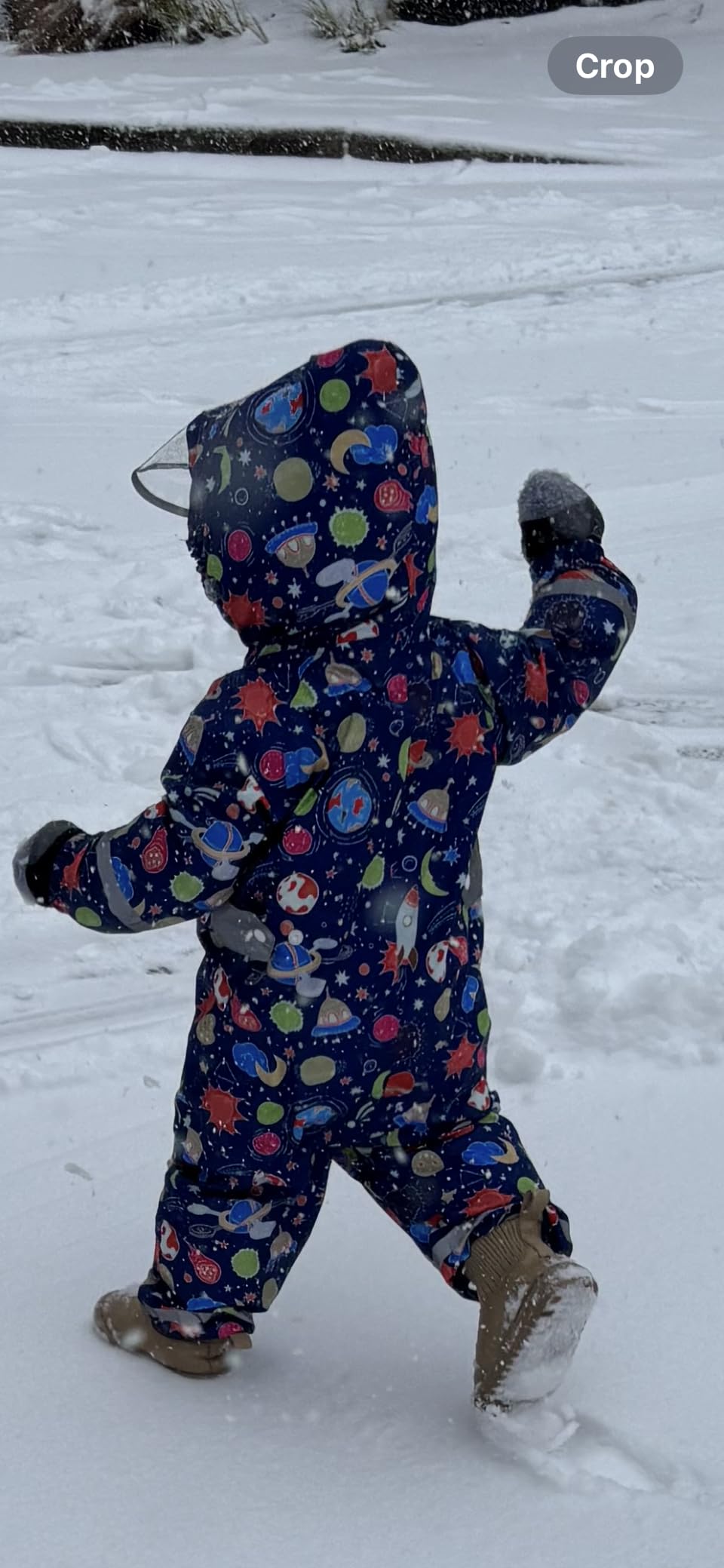 Kids Toddler Rain Suit for Boys Girls One Piece Hoodie Zipper Cartoon Waterproof Coverall Rain Jacket 1-10 Years customer photo 1