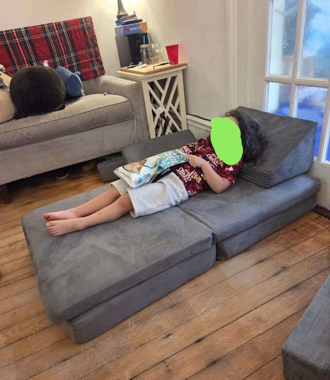 Betterhood Modular Kids Play Couch, Kids Couch Building Fort for Playroom, Children Convertible Foam Cushion for Boys and Girls (Round Armrest, Grey) customer photo 1