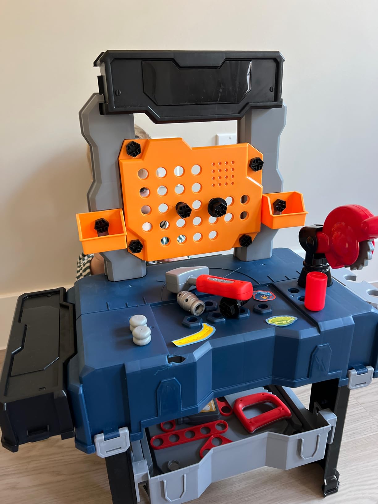 Deejoy Kids Tool Bench with Realistic and Electric Drill, Construction Workbench Toys for Toddlers 3-5, Toddler Bench Set for Boys & Girls Age 3-4 customer photo 2