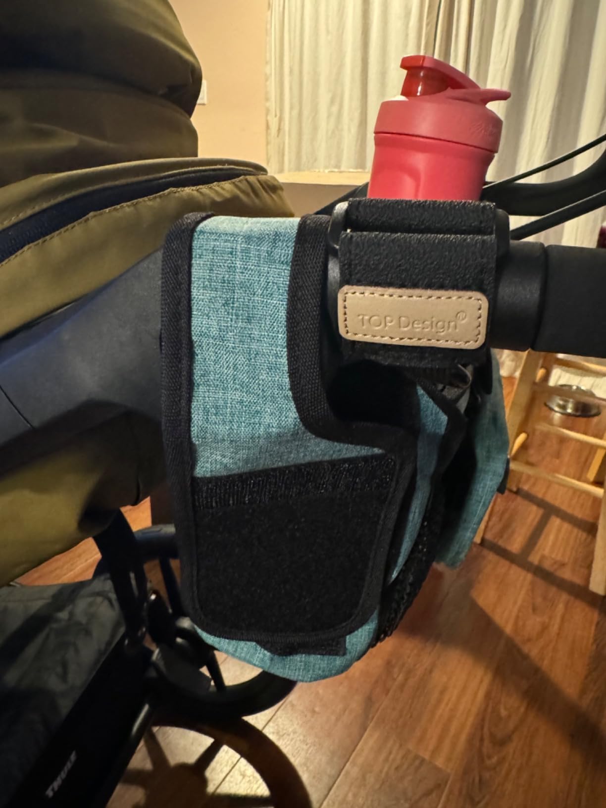 TOPDesign Universal Baby Stroller Organizer, Stroller Caddy with Heightened Insulated Cup Holders & Non-Slip Secure Hooks Accessories, Fits Most Strollers, Machine Washable (Black) customer photo 2