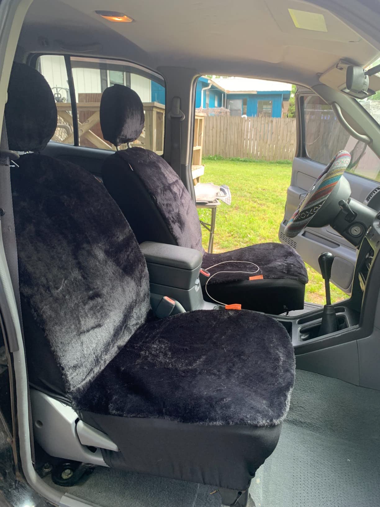 Carbella Plush Sherpa Fleece, 2 Pack Gray Seat Cover for Cars with Soft Cushioned Touch, Cute Automotive Interior Protector for Trucks Van SUV customer photo 2