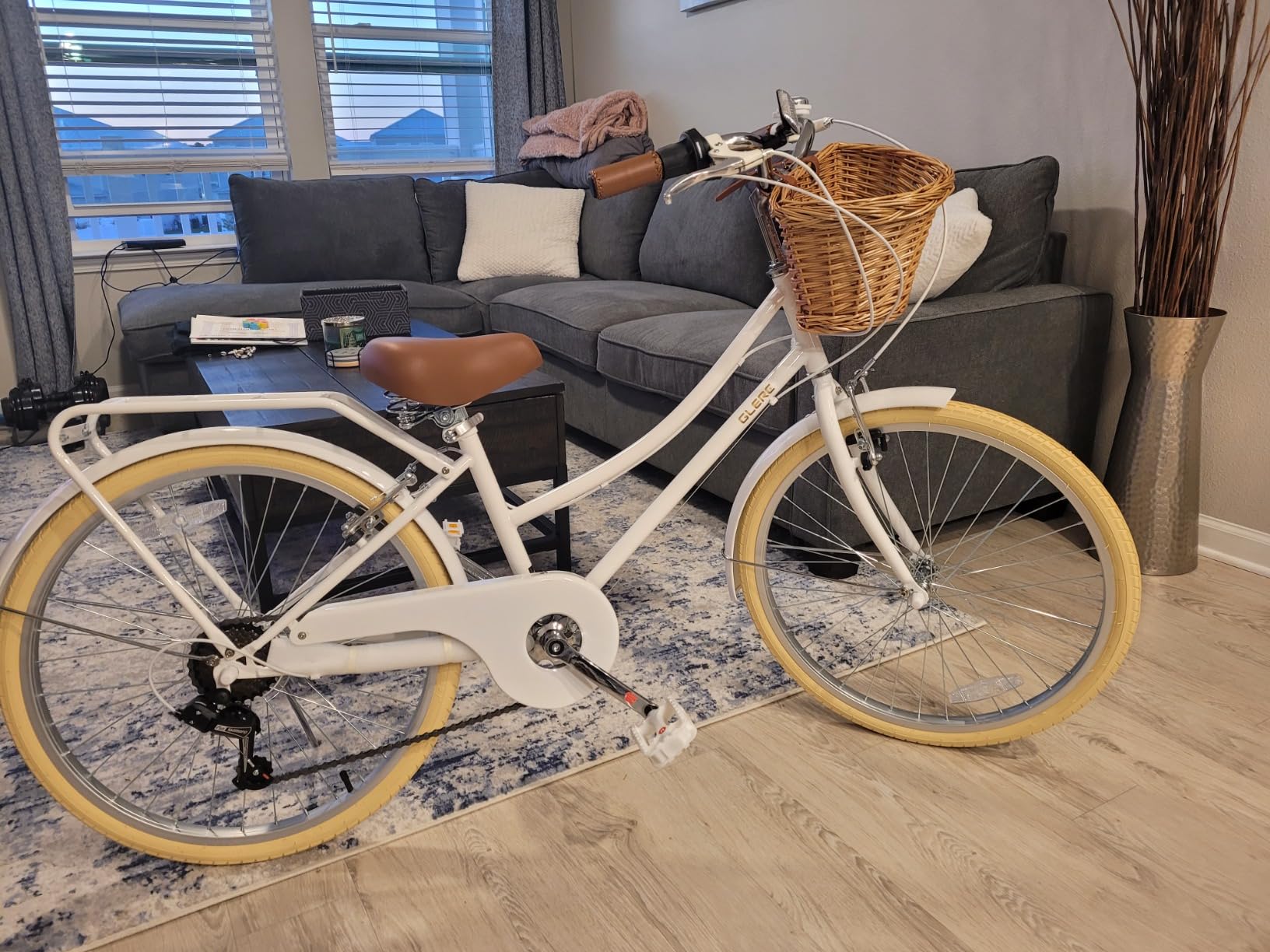Glerc 20 24 26 Inch Beach Cruiser Bike, 6-Speed Hybrid City Bicycle for Girls Youth and Over 6 Years Old, Missy Bike with Wicker Basket & Lightweight, Multiple Colors customer photo 2