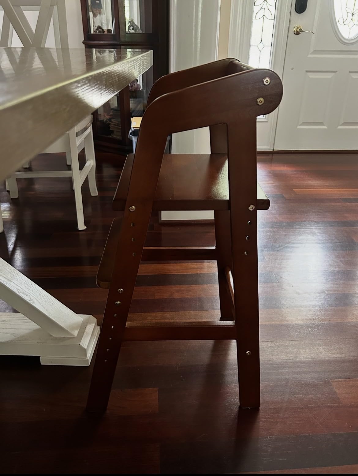Wooden High Chair for Toddlers, Adjustable Feeding Chair with Removable Cushion for Child, High Chair Grows with Kid for Dining, Studying, Step Tool (Natural Color) customer photo 1