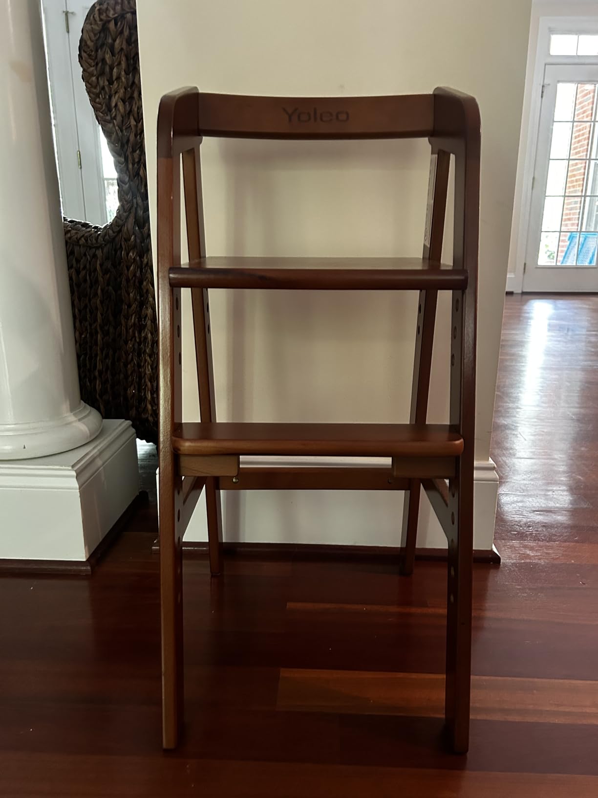 Wooden High Chair for Toddlers, Adjustable Feeding Chair with Removable Cushion for Child, High Chair Grows with Kid for Dining, Studying, Step Tool (Natural Color) customer photo 2