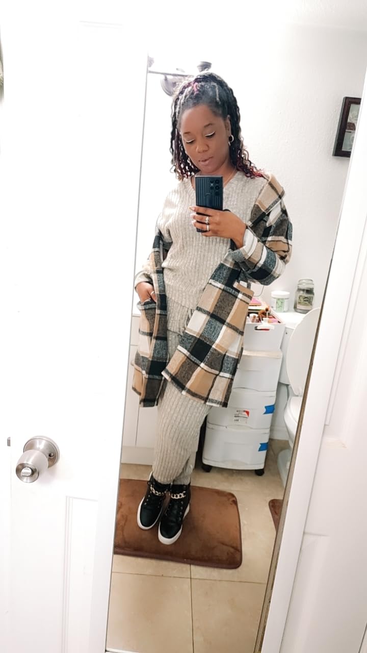 PRETTYGARDEN Women Plaid Shacket Jacket Trendy Fall Casual Button Wool Blend Tartan Trench Coat Winter Clothing with Pockets customer photo 2