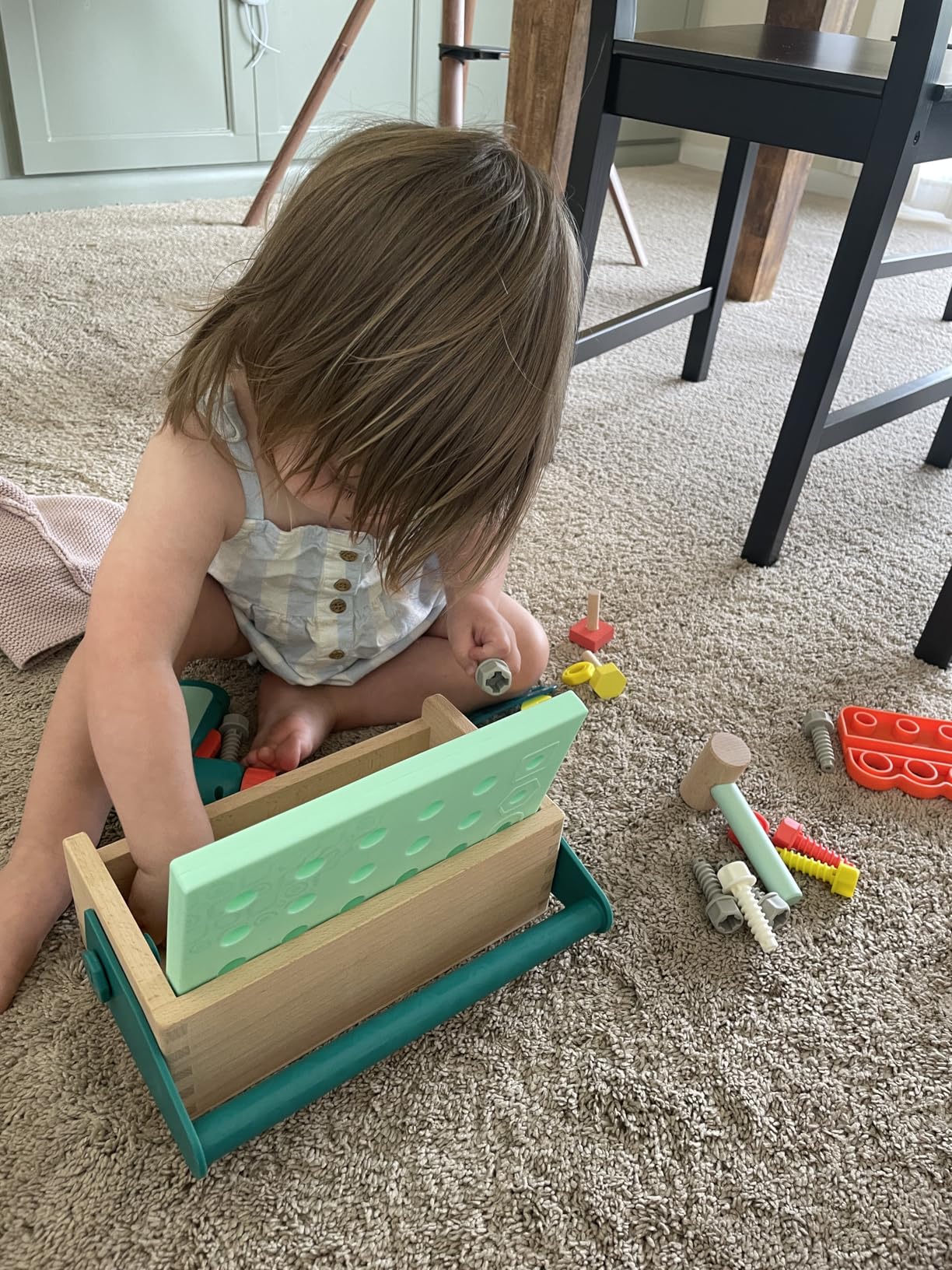B. toys - Fix 'n' Play Kit - Pretend Play Tool Box - Wooden Toolbox & Accessories (25 Pieces) - Carpenter Set for Kids - Play Set with Drill, Hammer, Screwdriver & More - 3+ Years customer photo 1