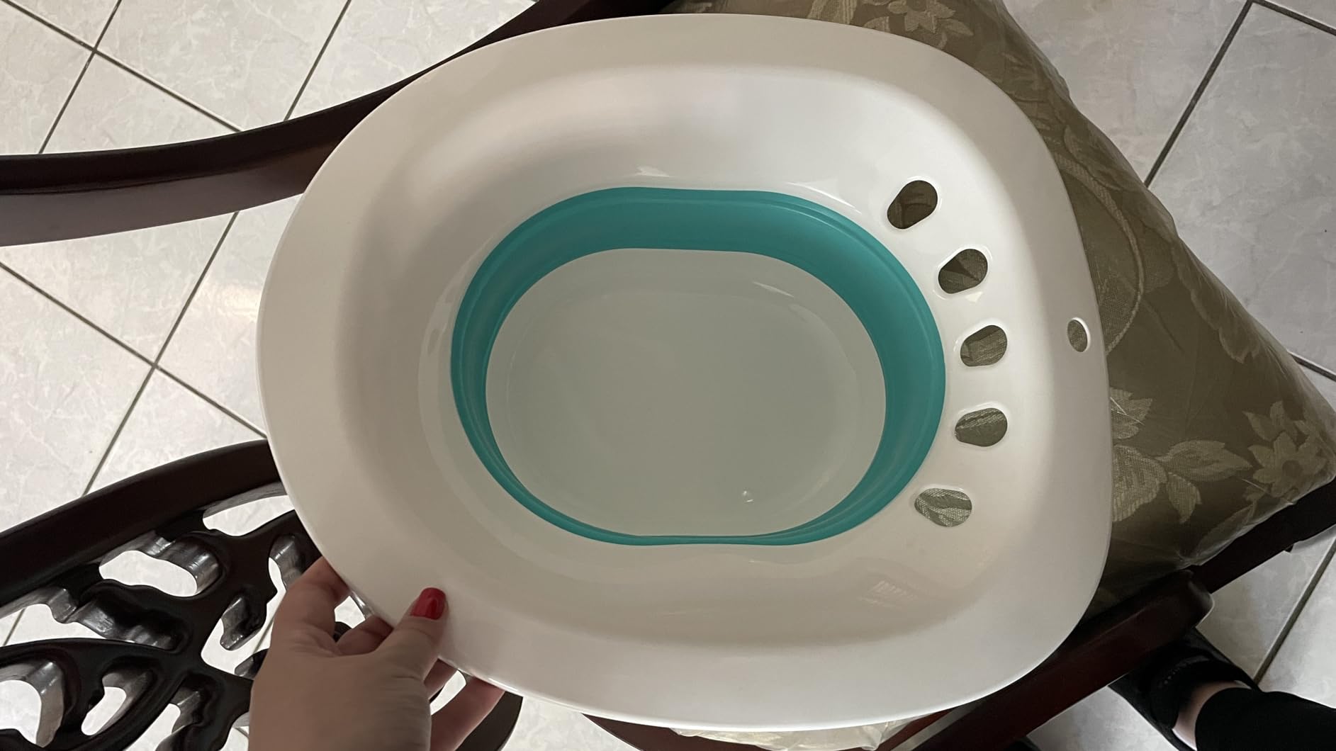 Sitz Bath for Toilet Seat with Hand Massage Flusher - Foldable Sitz Bath for Hemorrhoids and Postpartum Care, Designed for Perineum Soaking, Hemorrhoid, and Anal Inflammation Treatment customer photo 2
