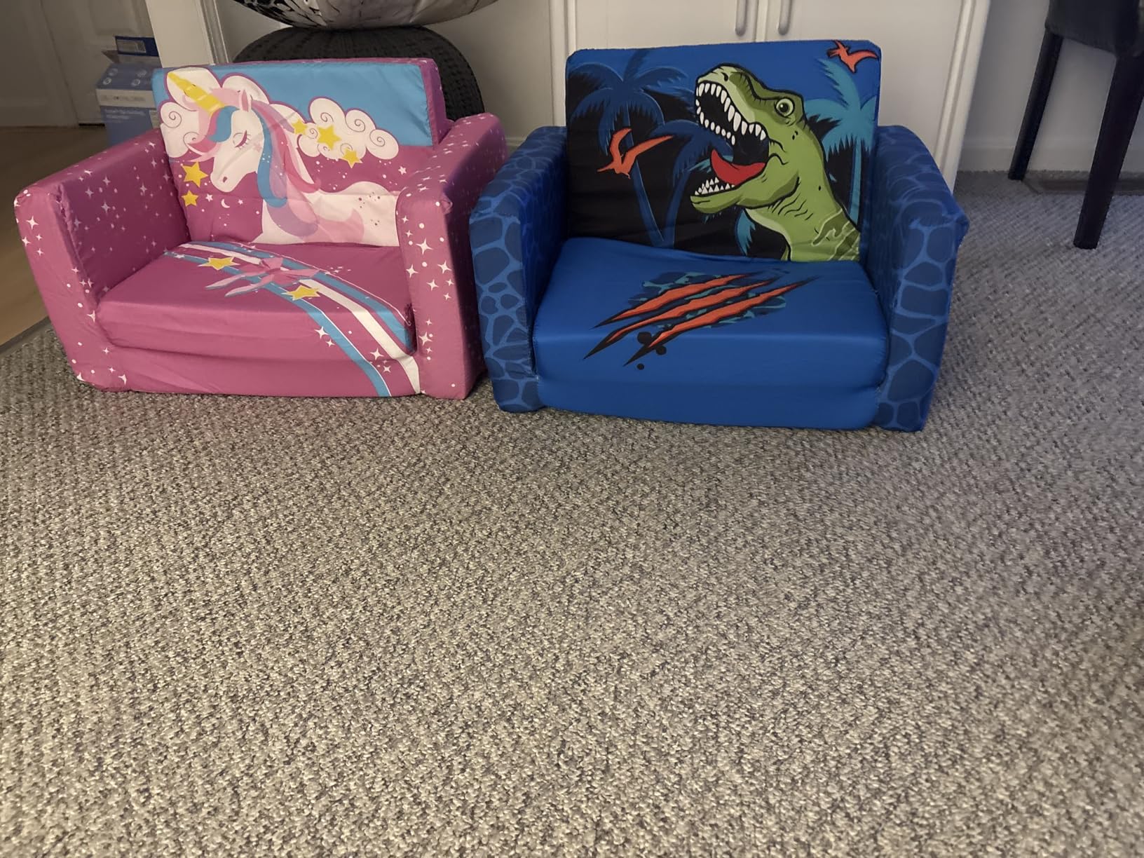 Delta Children Cozee Kids Couch 2-Seater Kids Sofa, Convertible 2-in-1 Flip Open Toddler Couch Sleeper, Foam Chair for Playroom & Bedroom, Bed Lounger, Comfy Play Sleeping Lounge Chair, Unicorn customer photo 1