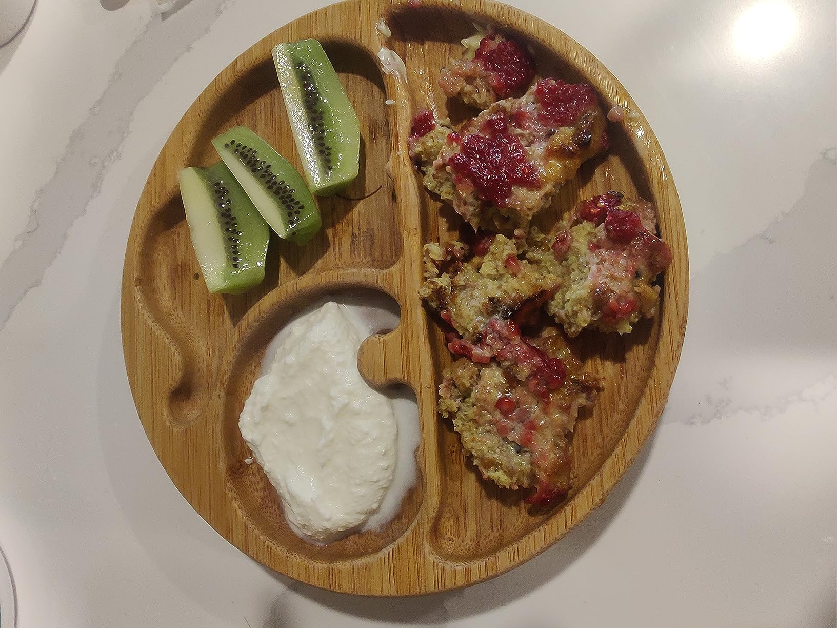 let's make Suction Plates for Baby & Toddler, Bamboo Divided Platter Feeding Dishes with Silicone Fork & Spoon, All-Natural Baby Food Plate Stays for Baby-Led Weaning, Non-Slip Design customer photo 2