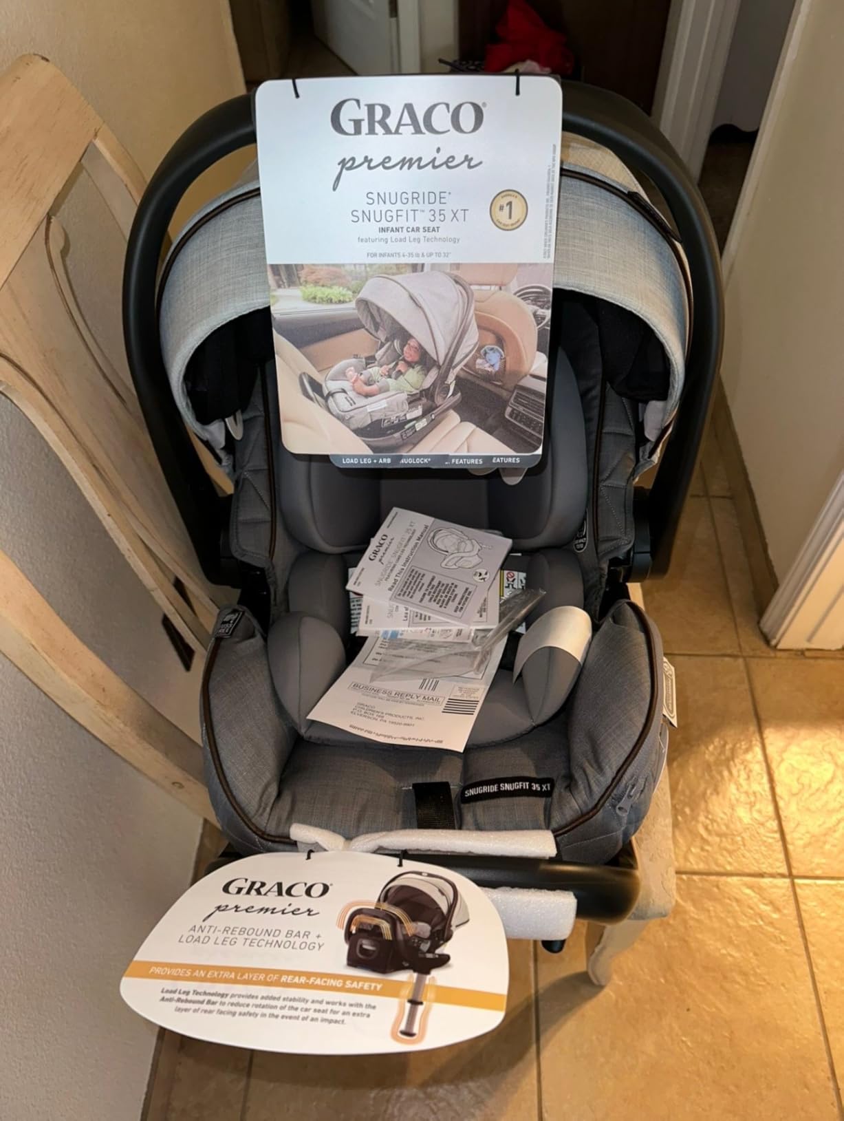 Graco Premier SnugRide SnugFit XT Infant Car Seat, Anti Rebound Bar for Extra Safety, SnugLock Easy Install, Privacy Drape, Storage Pocket, Baby Car Seat, Midtown customer photo 2