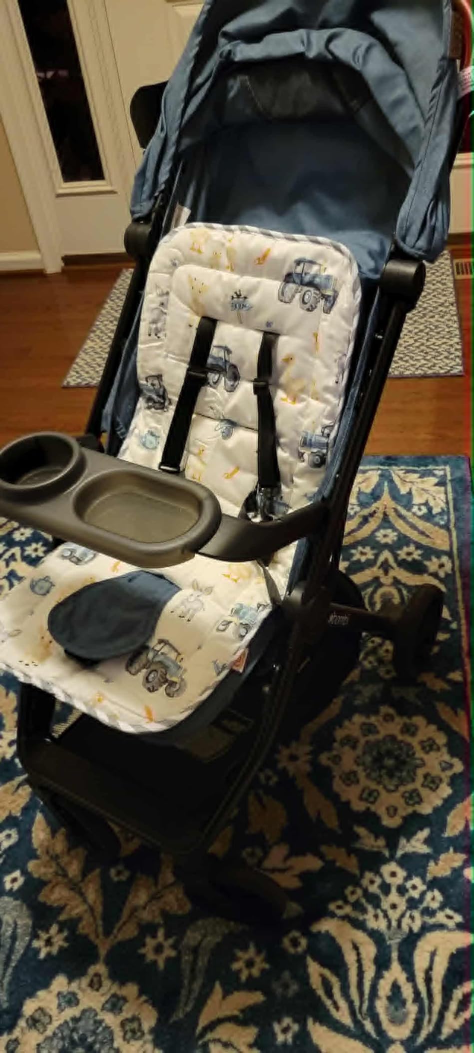 Baby Stroller Cushion,Infant Car Seat Insert-Reversible Universal Breathable and Soft Newborn seat Liner for Stroller,100% Cotton Seat Pad Liner for Newborns-34x78cm,1 Pack(Flowers+Pink) customer photo 1