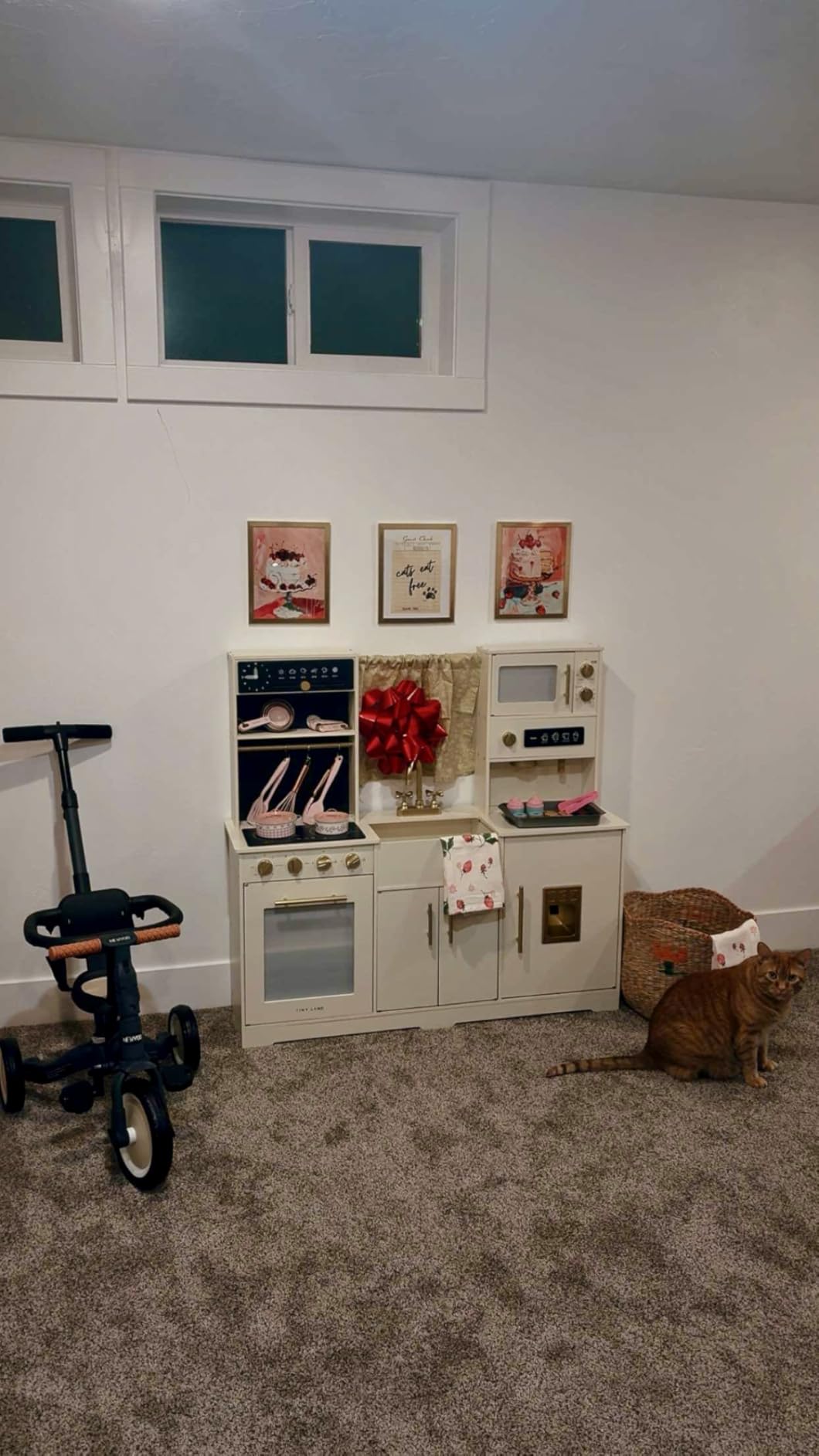 Tiny Land Play Kitchen for Kids, Toy Kitchen Set with Plenty of Play Features, New Modern Kids Wooden Play Kitchen Designed in Trendy Home Style with Curtains, Gift for Ages 3+ customer photo 2