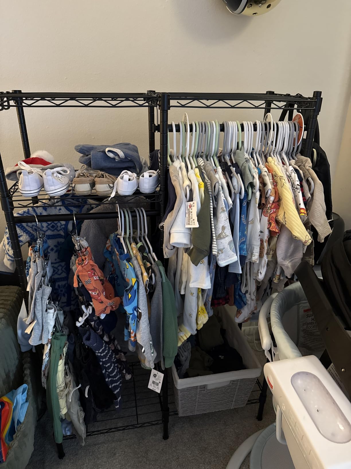 Ulif F1 Garment Rack for Kids, Baby, Students, and Children's Room, 4 Tiers Freestanding and Portable Heavy Duty Closets, Small Metal Clothes Rack with 2 Hanging Rod, 31.2