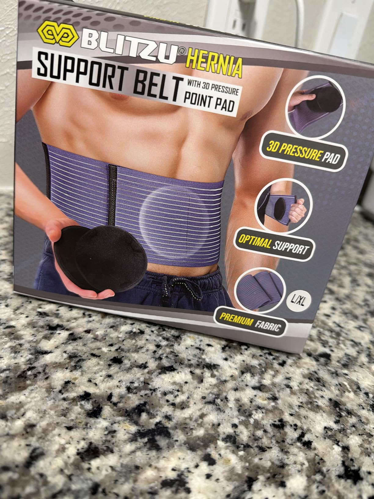 BLITZU Umbilical Hernia Belt for Men & Women, Abdominal Binder Adjustable Truss Support with 2 Compression Pads for Naval, Ventral, Incisional, Epigastric, Belly Button Hernias, Pre Post Surgery L-XL customer photo 1